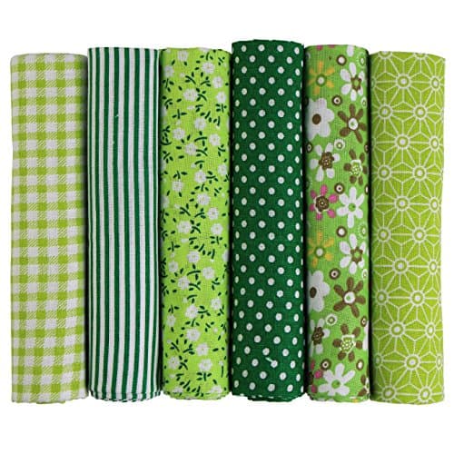 UOOOM 6pcs 50 x 50cm Patchwork Cotton Fabric DIY Handmade Sewing Quilting Fabric Different Designs (Tone-Green)