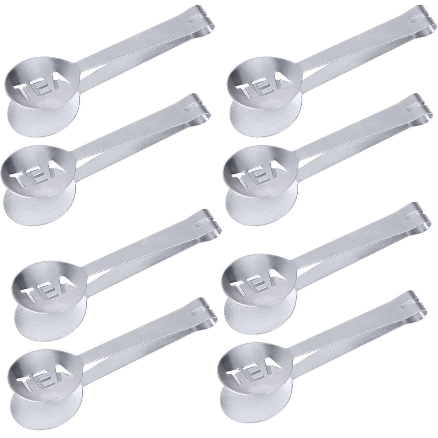 MIAO JIN 8 Pack Stainless Steel Tea Bag Tongs Strainer Tea Tongs Grip Tea Bag Spoon Squeezer Tea Squeezer Tongs Strainer with Handle for Kitchen Tools