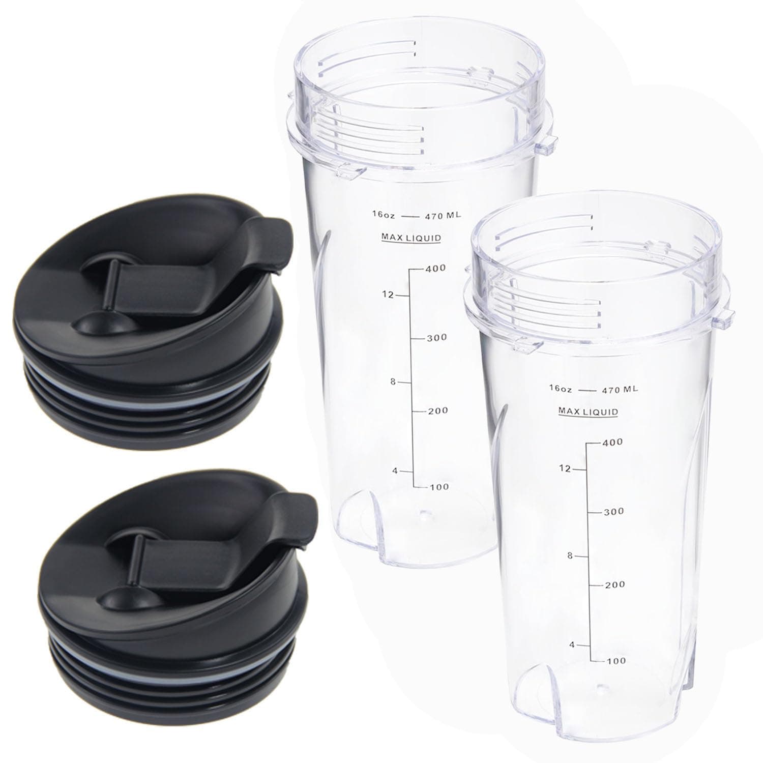 16oz Replacement Cups for Ninja QB3001SS Fit Compact Personal Blender, Single Serve 16-Ounce Cup Set for Ninja BL770 BL780 BL660 Professional Blender, with Seal Lids- 2 Pack