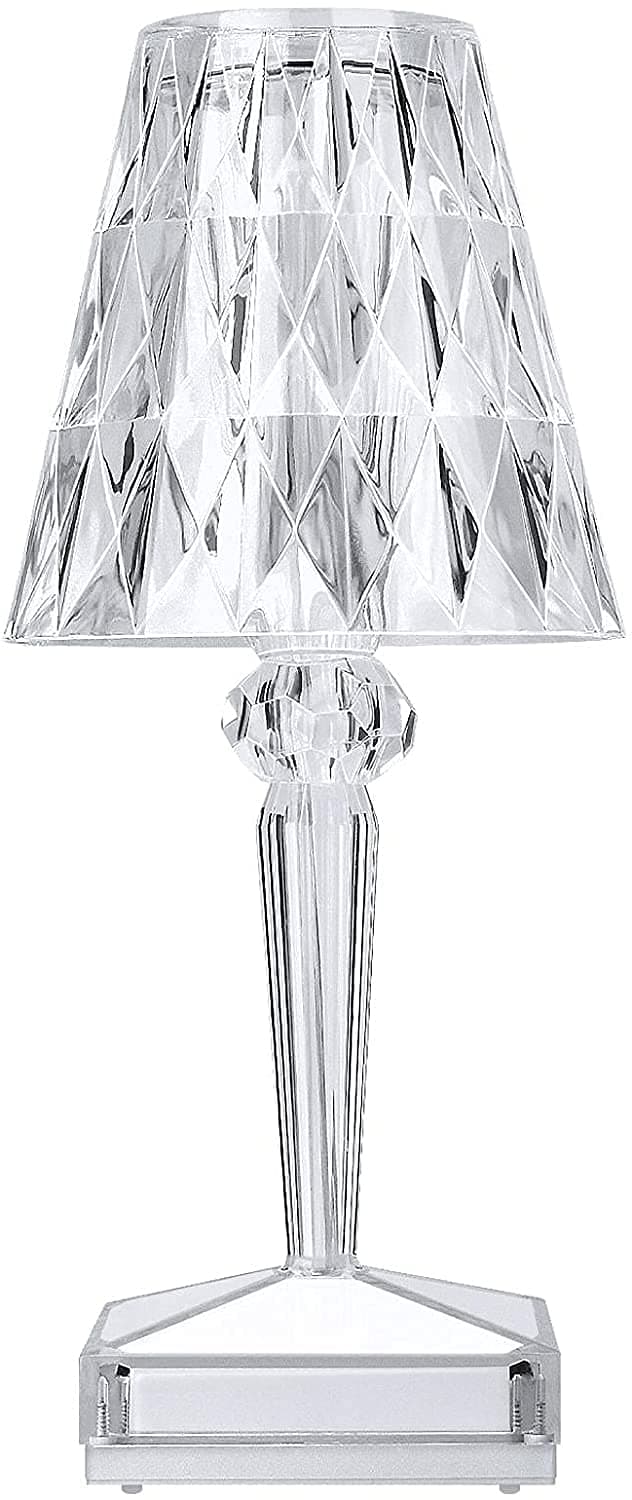 Crystal Table Lamp, Crystal Night Light Dimming Bedside Light with USB Charging, Portable Acrylic Transparent LED Nightstand Lamp Desk Lamp for Bedroom, Living Room, Study Room and Office Decor … …