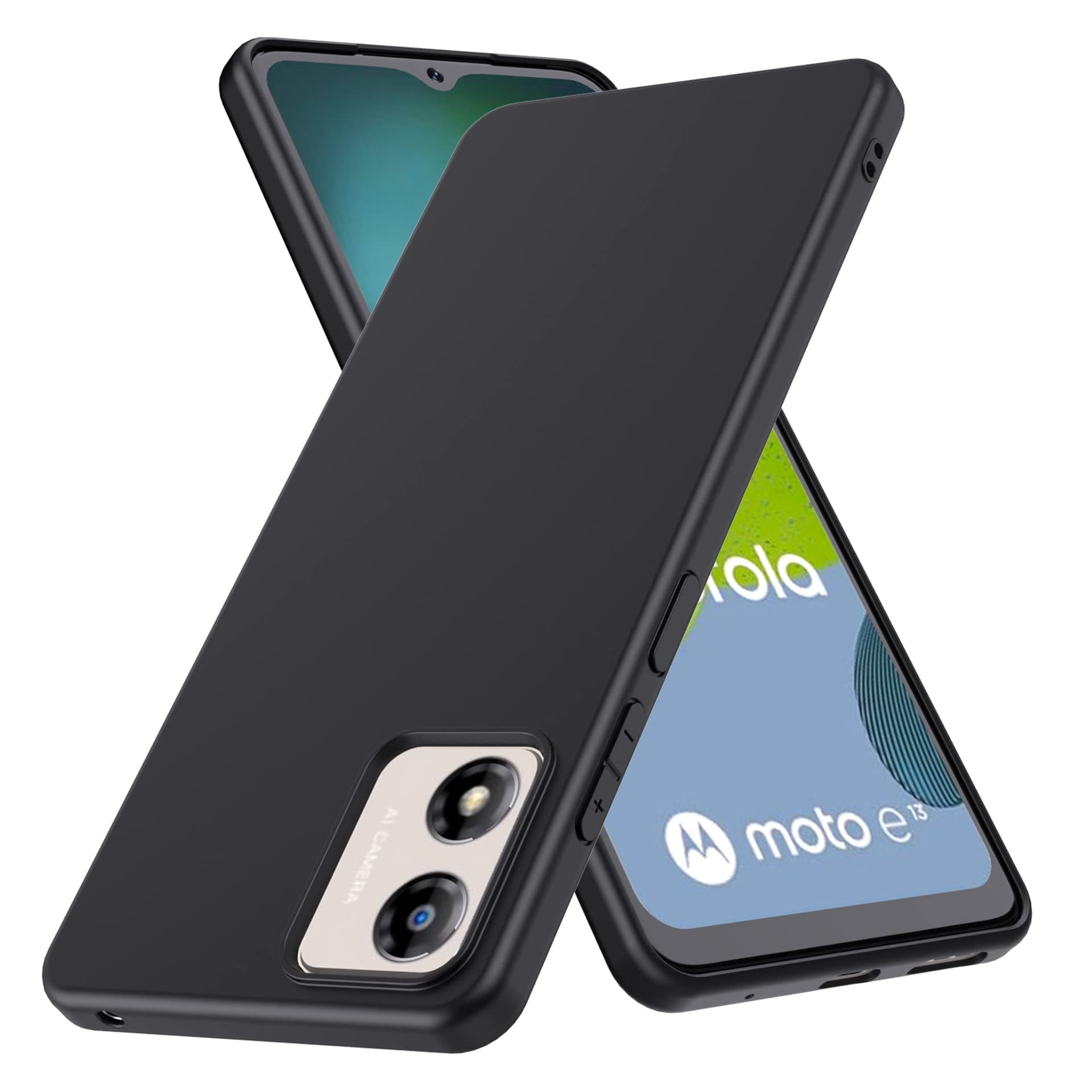 AnoowkoaTPU Case Moto E13 Case [Matte Black] [Never Yellow] Ultra Thin Protective Hard Back Cover Soft Flexible Bumper Hybrid Silicone Case[Shock Absorption]