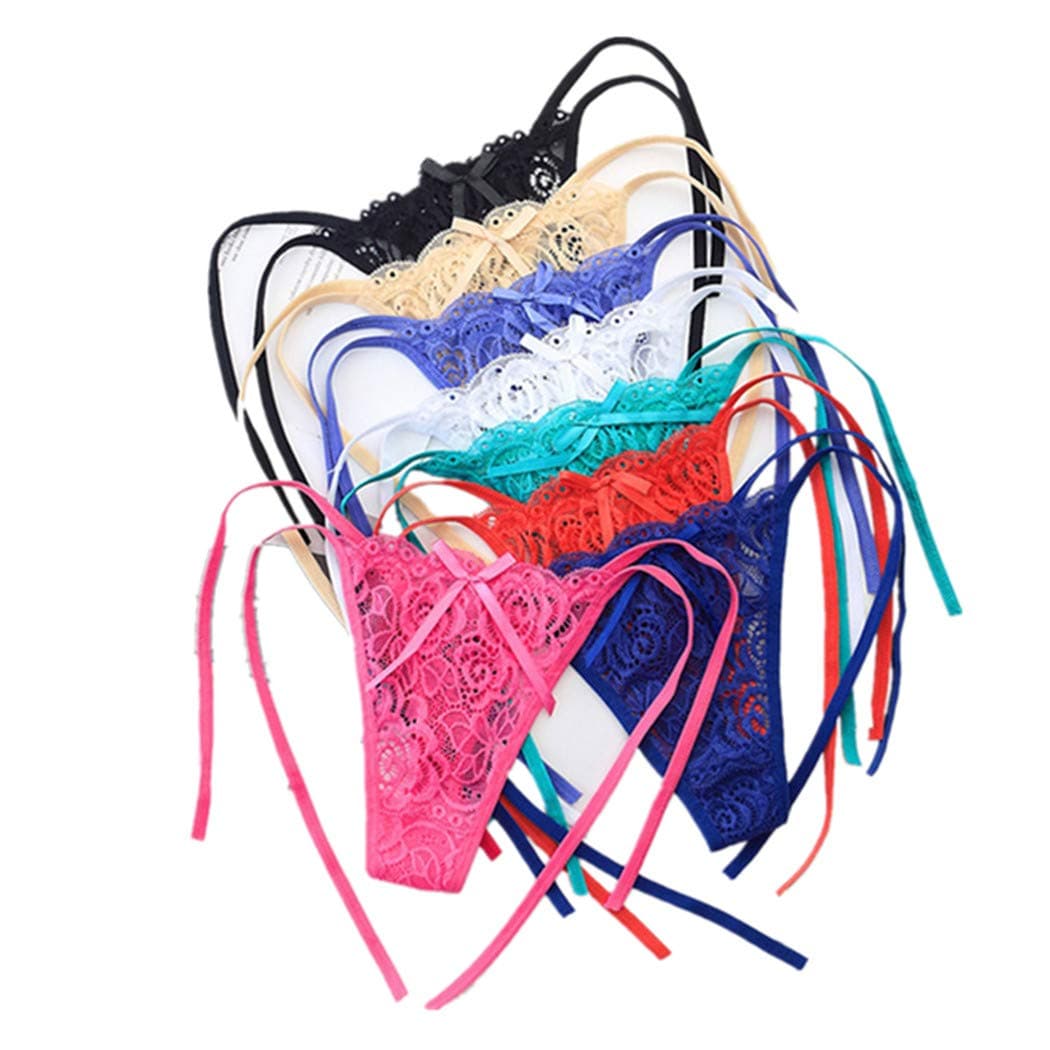 Women Sexy Lace Thongs Underwear Hipster Briefs/High Elasticity Panty/G-String Underpants Set of 6 (Series B)