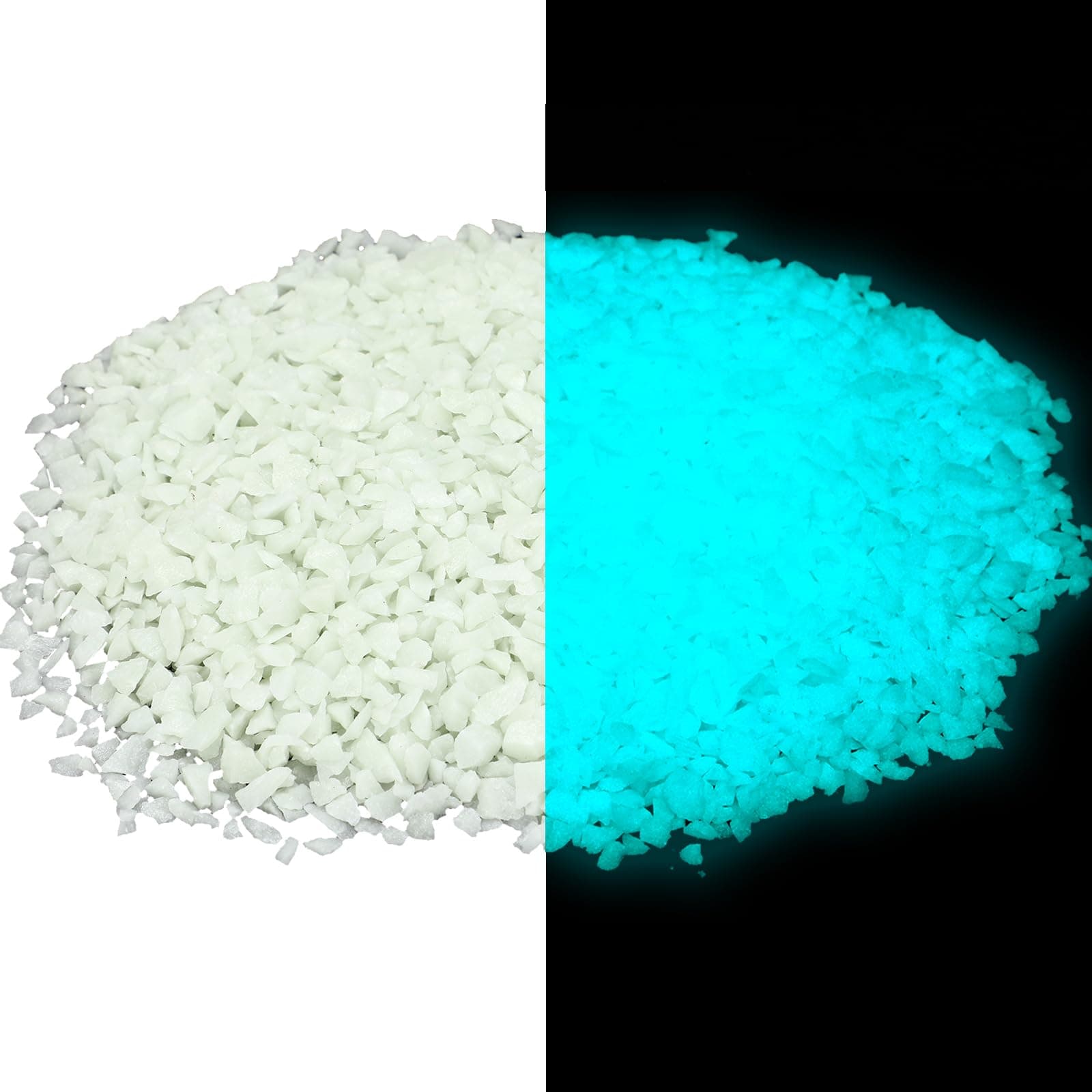Sasylvia 3 Pounds Glow Rocks Glow in The Dark Stones DIY Decorative Glow in The Dark Rocks Outdoor Glow Rocks for Landscaping Glow Fish Tank Accessories Set for Garden Plants Walkways (Aquamarine)