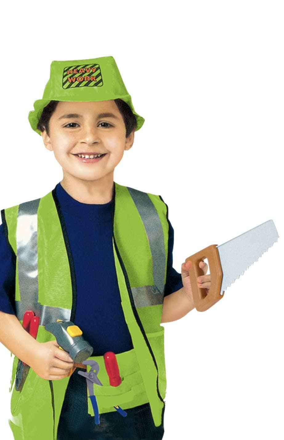 Yalla Baby Kids 7pcs Construction Worker Costume Role Play Kit Set, Realistic Accessories, Educational Dress Up Gift for Toddler, Kids (3-8 Years, 80-110cm) (Construction Engineer-Green)