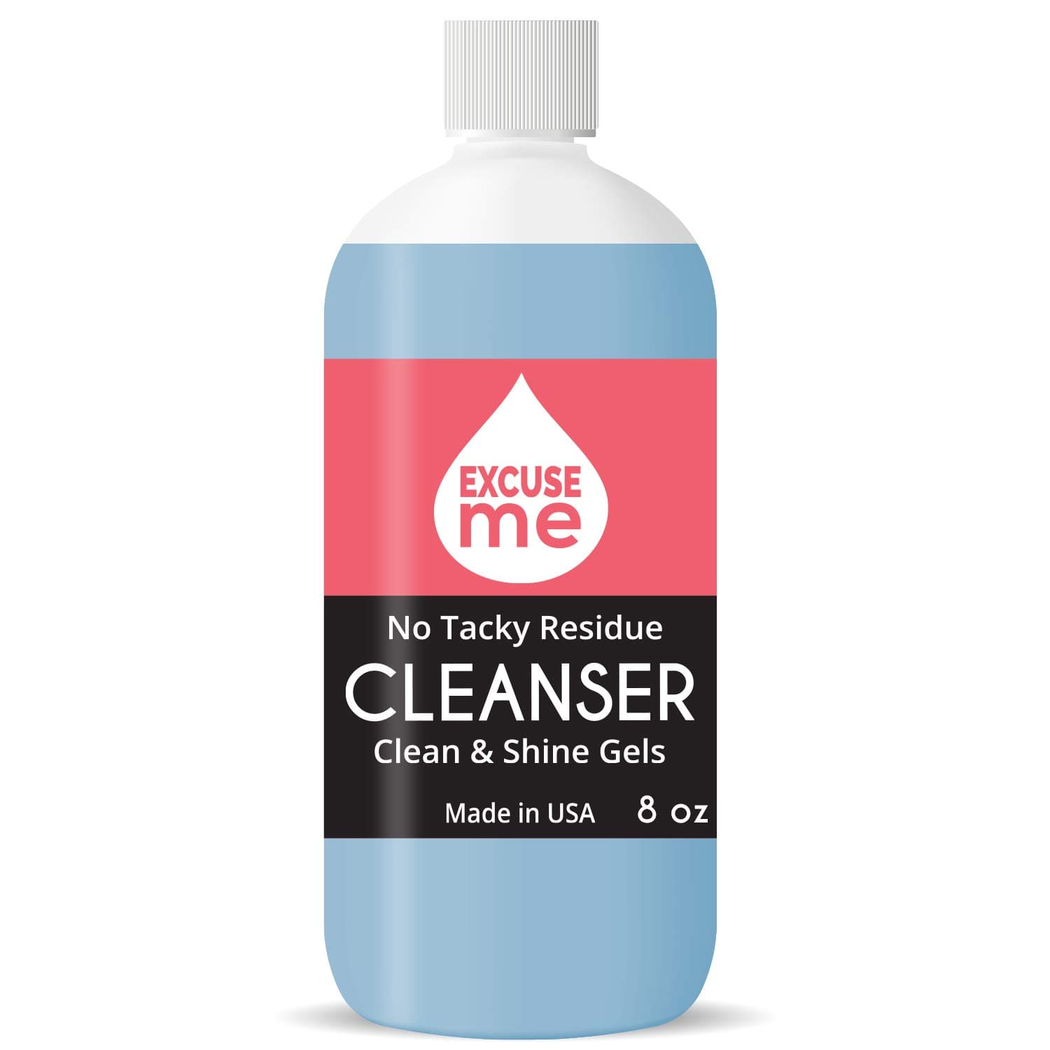 Excuse Me Premiun Uv & Led Gel Cleanser for Nails Clean & Shine Gels Soak Off No Tacky Residue (8 Ounce)