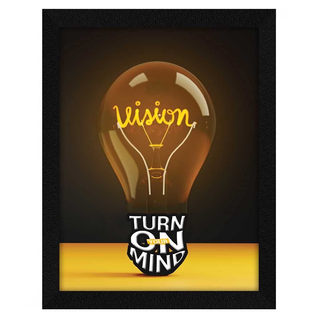 ArtX Paper Motivational Quote Vision Turn On Your Mind Wall Frame Art Painting, Multicolor, Motivational, 10.5X13.5 in, Set of 1