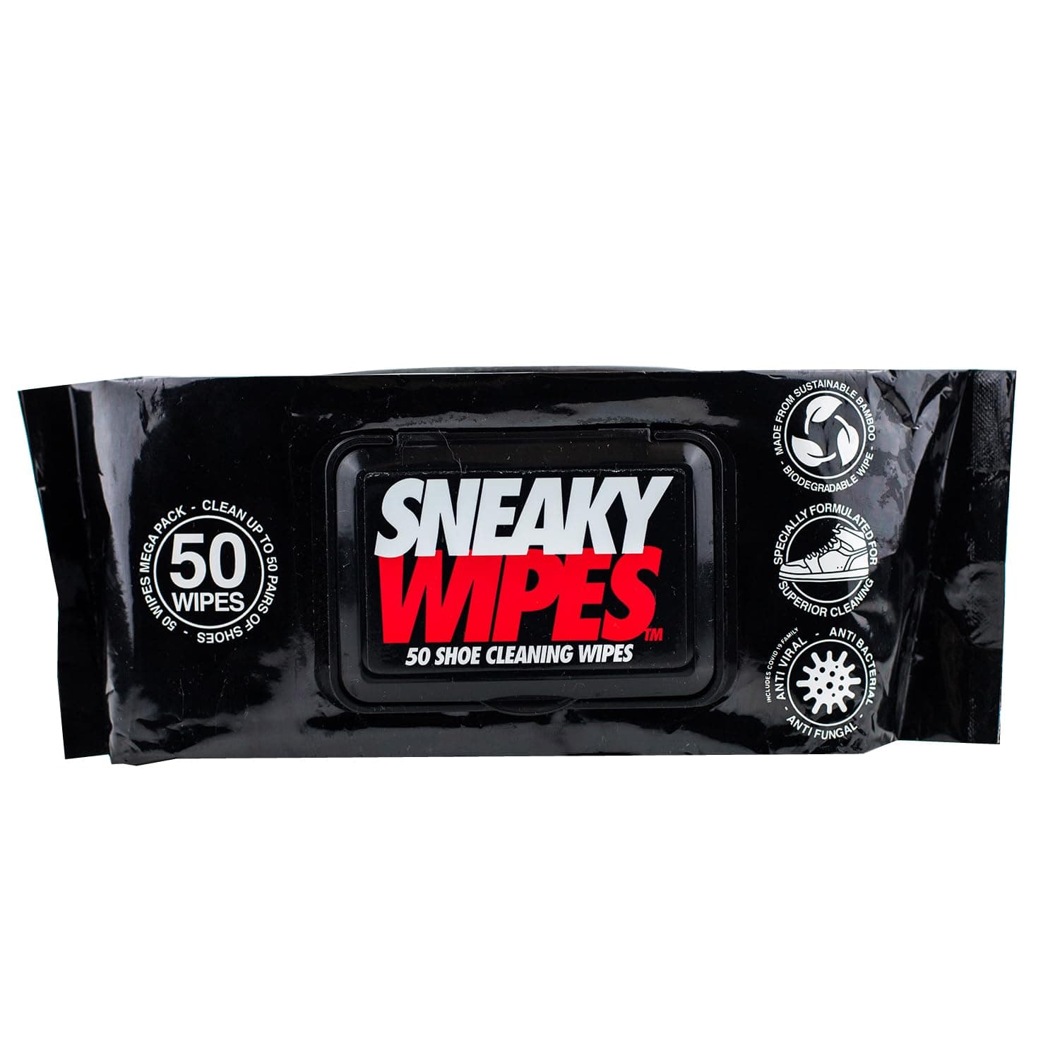 SNEAKY Men's Sneaky Cleaning Wipes 50 Pack Shoe Care Product, Black, One Size UK