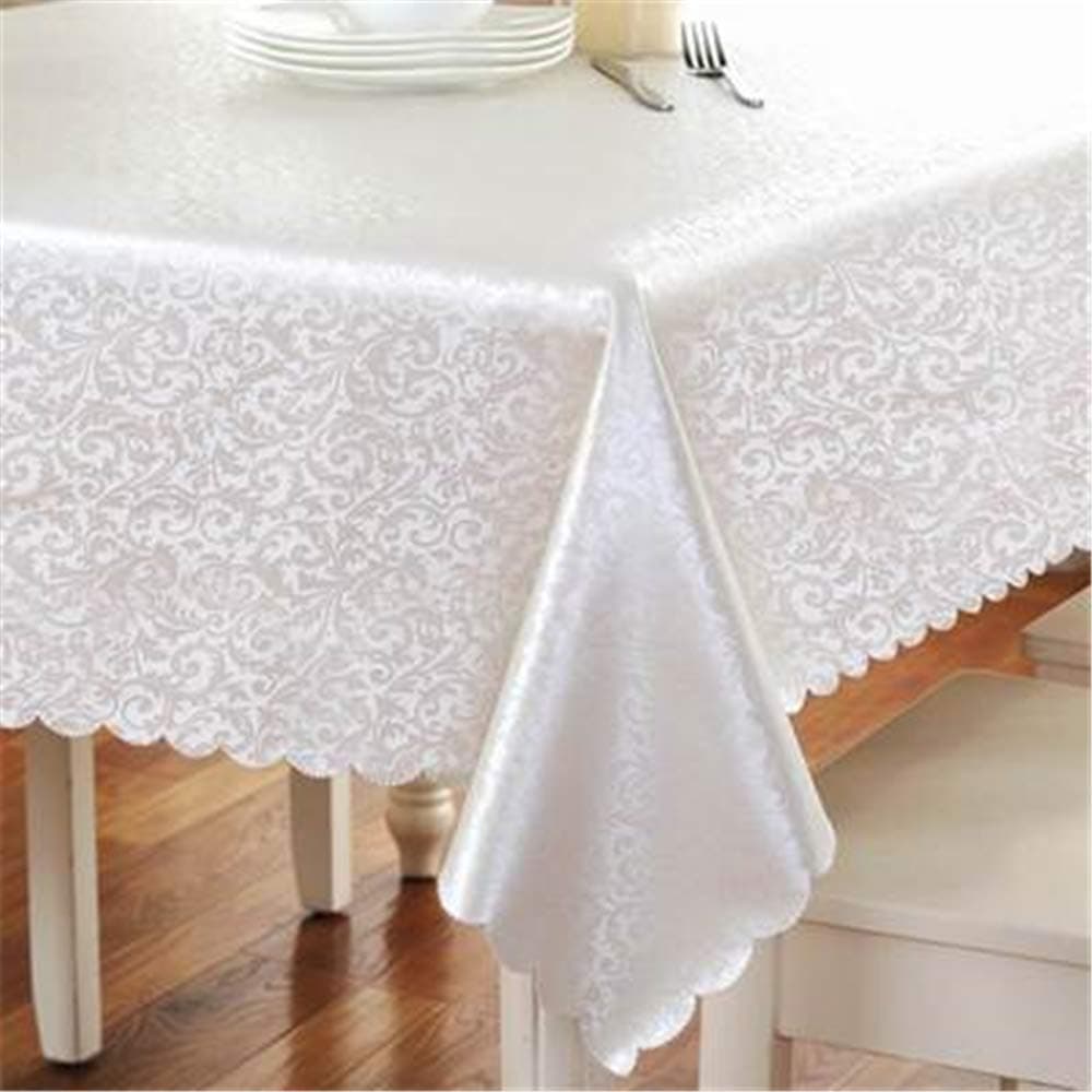 xcvfd Jacquard Printed Flower Tablecloth Pattern Checked Tablecloth Rectangular Round Banquet Wedding Party Hotel Decoration Evergreen Silver 90x150cm