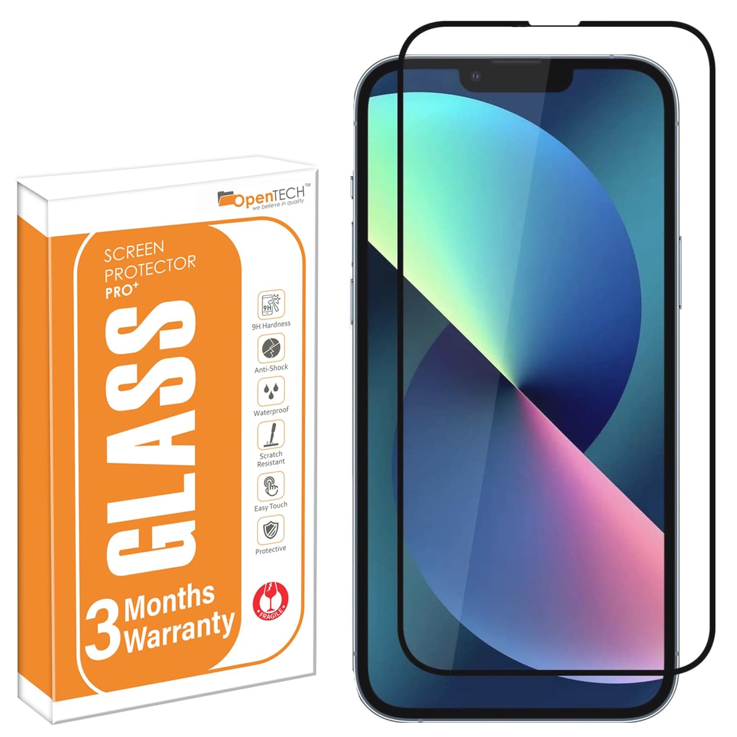 Military-Grade Tempered Glass Screen Protector Compatible For Iphone 13 Pro Max / 14 Plus With Edge To Edge Coverage And Easy Installation Kit (6.7 Inches) for Smartphone