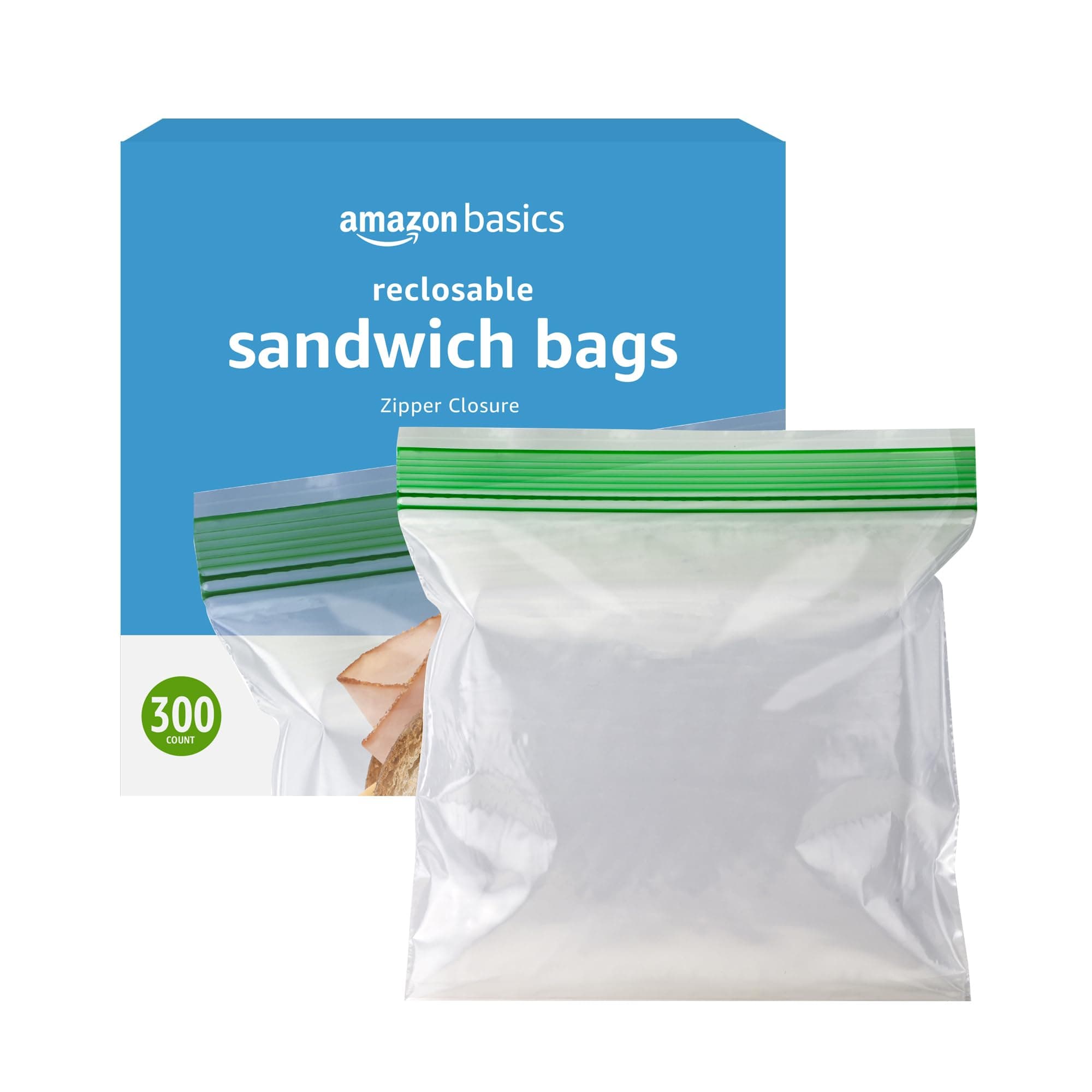 Resealable Double Zipper Sandwich Storage Bags for Food Storage, 300 Count (Previously Solimo)