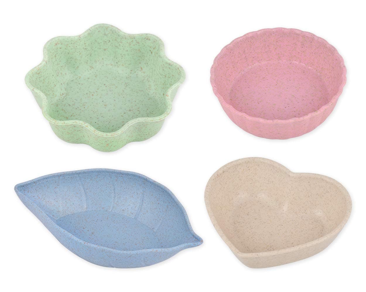 SCSpecial Plastic Dipping Bowls 4 Pieces Soy Sauce Dishes with 4 Shapes Appetizer Plates for Side Dish