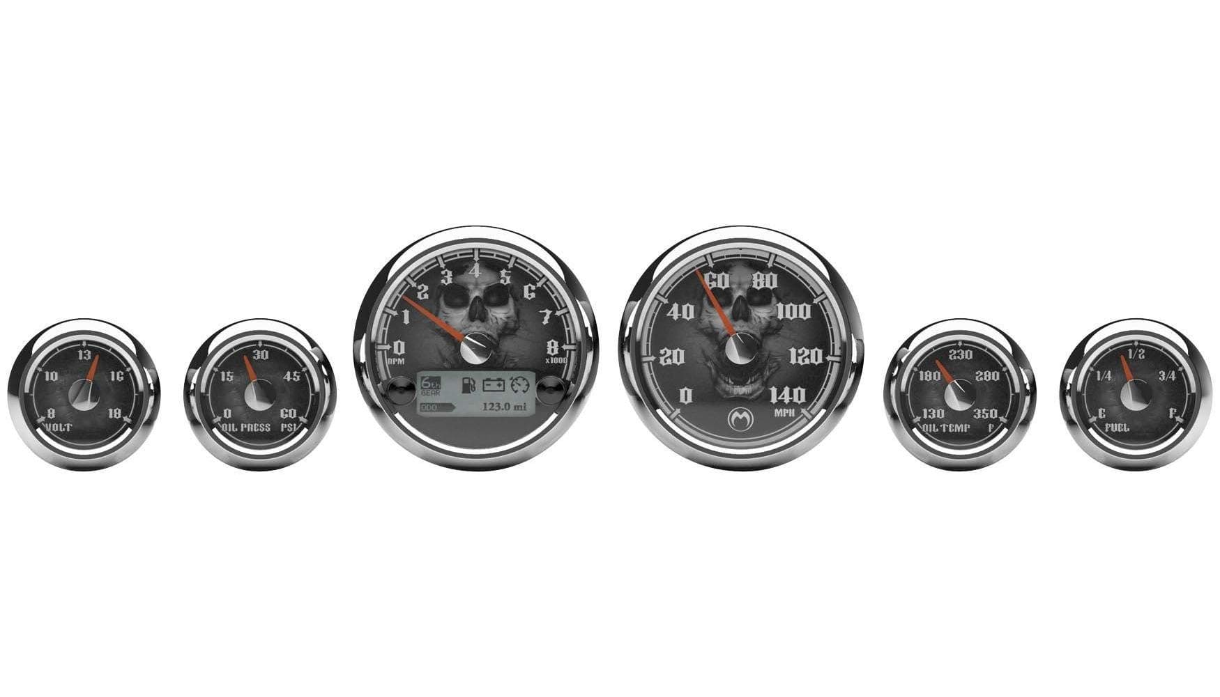 Medallion Premium Bagger Skulls Gauges for 2000-2003 FLH, FLT with Electric Spe - One Size