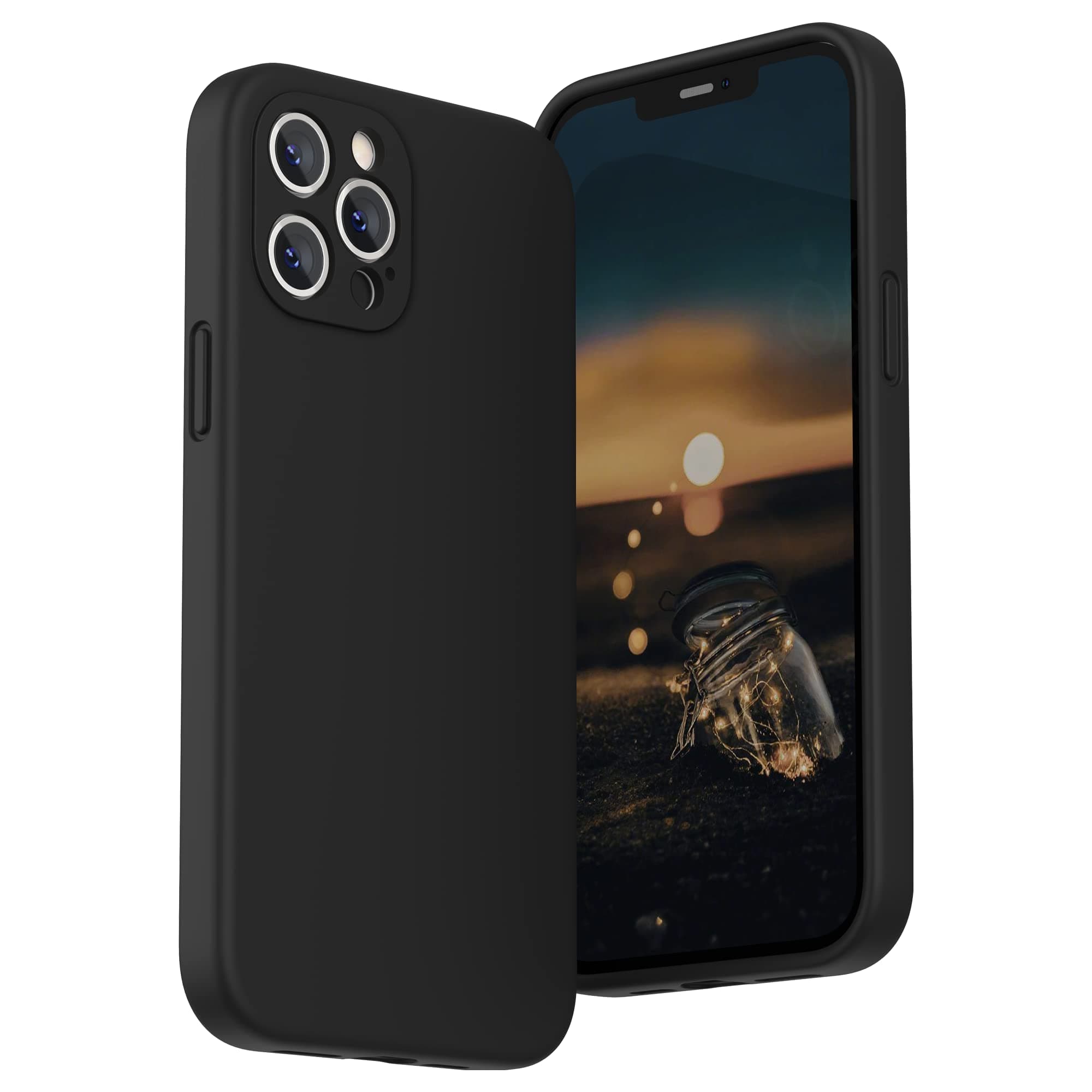 SURPHYDesigned for iPhone 12 Pro Max Case with Camera Protection, Liquid Silicone Phone Case with Microfiber Lining, Black