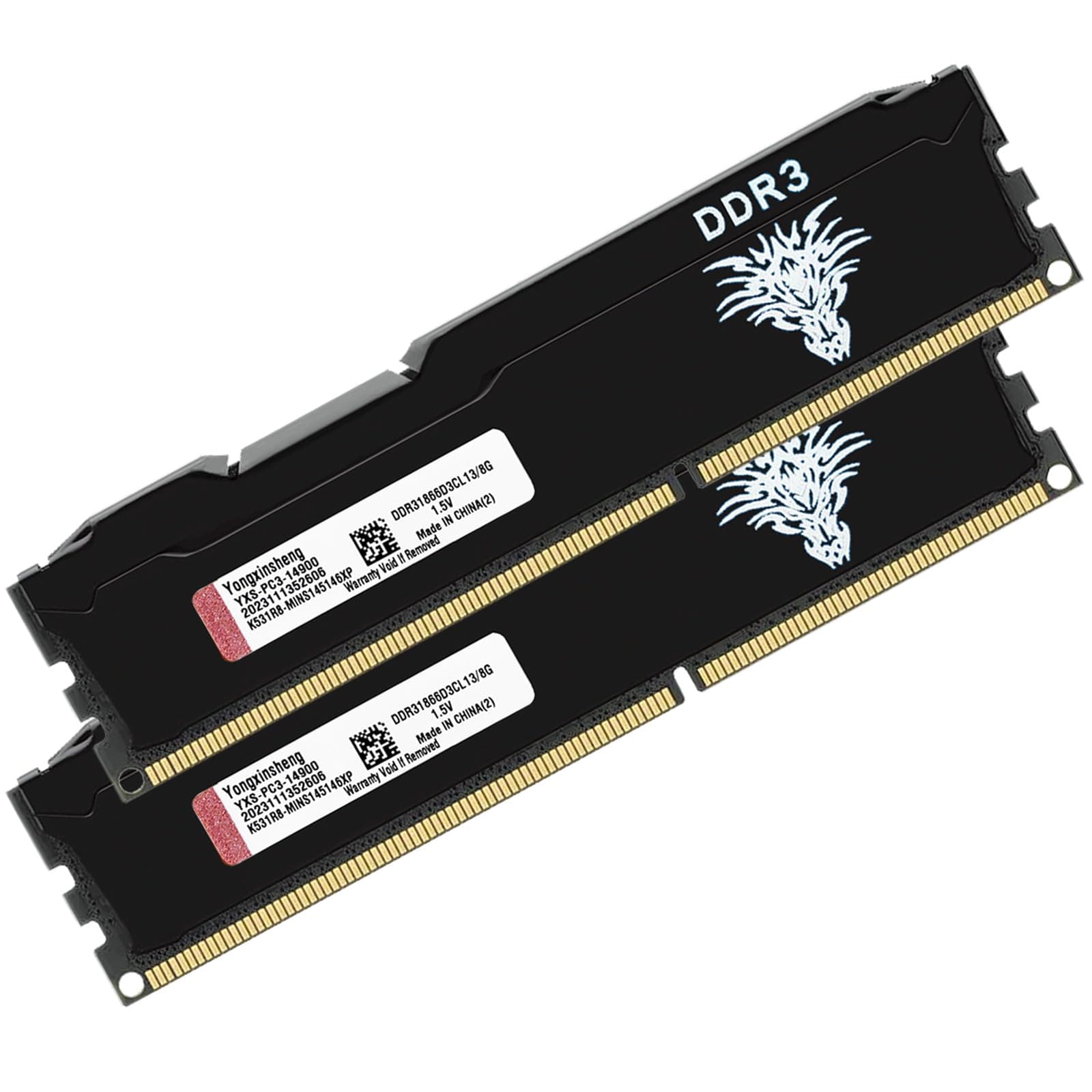 Yongxinsheng 16GB (8GBx2) DDR3 1866MHz (PC3 14900) CL13 Desktop Memory 240Pins 1.5V Non-ECC Unbuffered Ddr3 UDIMM RAM - Black