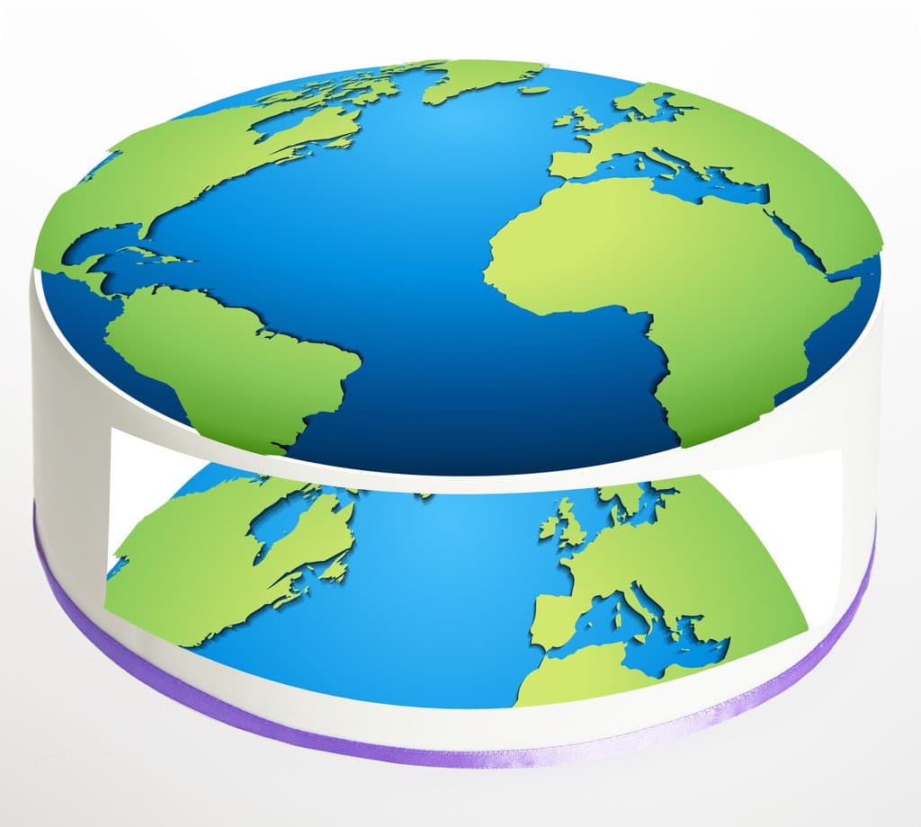 Earth, World Cake Topper. Round Cake Topper. Edible Icing Sheet 7.5 inch cake topper with FREE Banner!