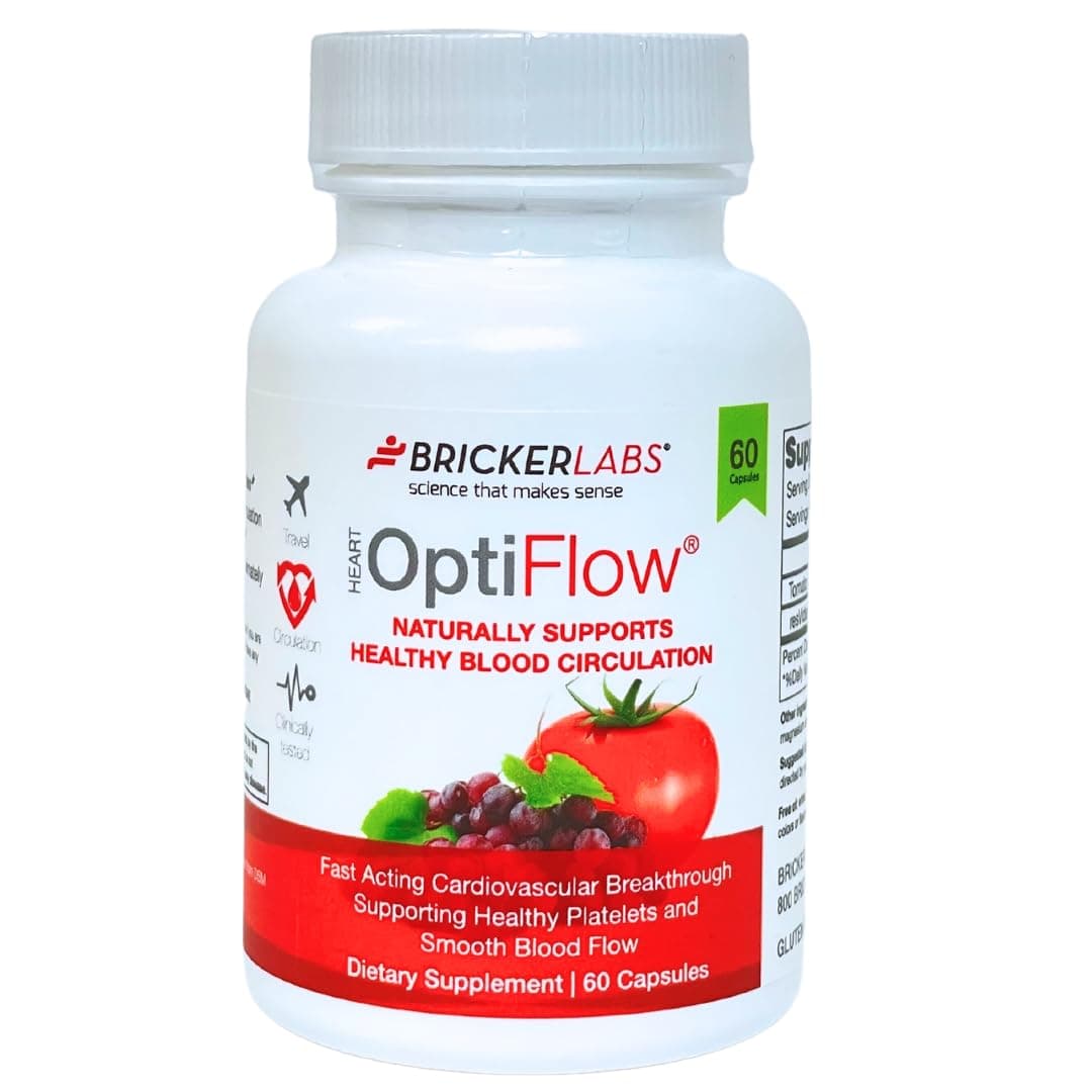 OptiFlow Blood Circulation Vitamins, Naturally Supports Healthy Blood Flow, Contains FruitFlow and resVida Trans resveratrol. Blood Optimizer Supplement 60 Capsules