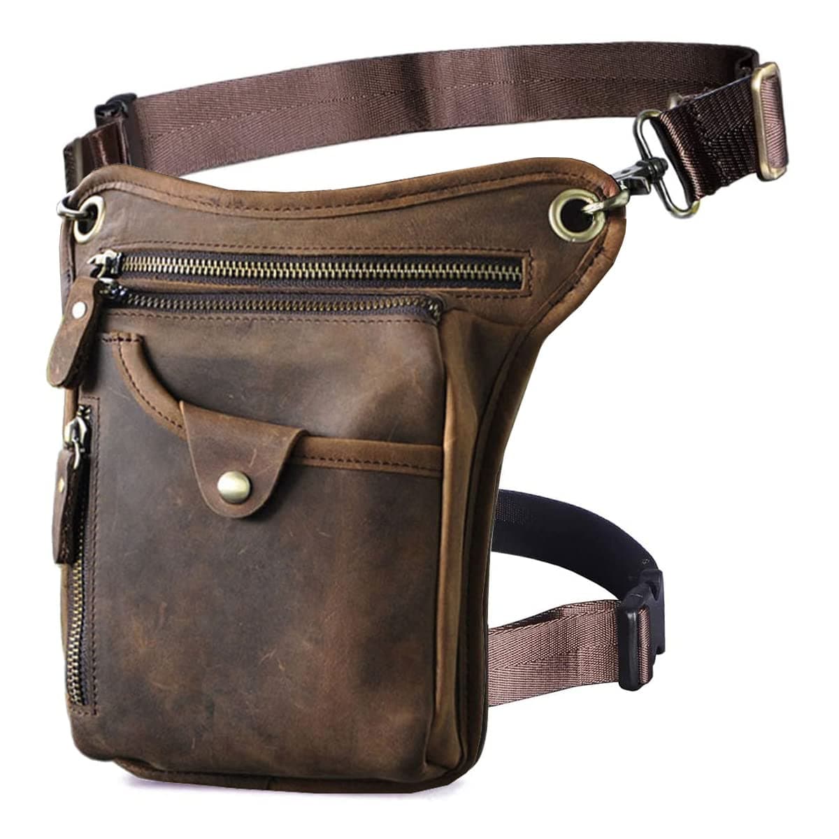 Leather Drop Leg Bag for Men Women Motorcycle Bike Riding Cycling Multi-Purpose Thigh Waist Fanny Pack Travel Hiking Sports Camping Pouch