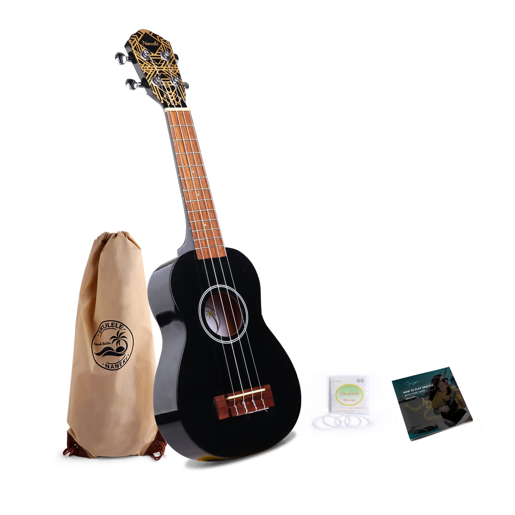 Soprano Ukulele 21 inch Mahogany Electric Rainbow Uke,Mini Kids Guitar Hawaiian ukelele Instrument Kit ukalalee for Beginner Adults Kids Starter (Black (No Accessouries))