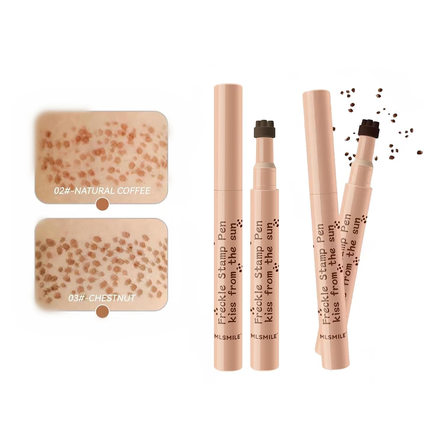Azonee Freckle Pen Stamp Makeup, Freckle Makeup Pen Waterproof for Face, Natural Fake Freckle Stamp Pen, Natural Coffee, Chestnut, 2 Pcs