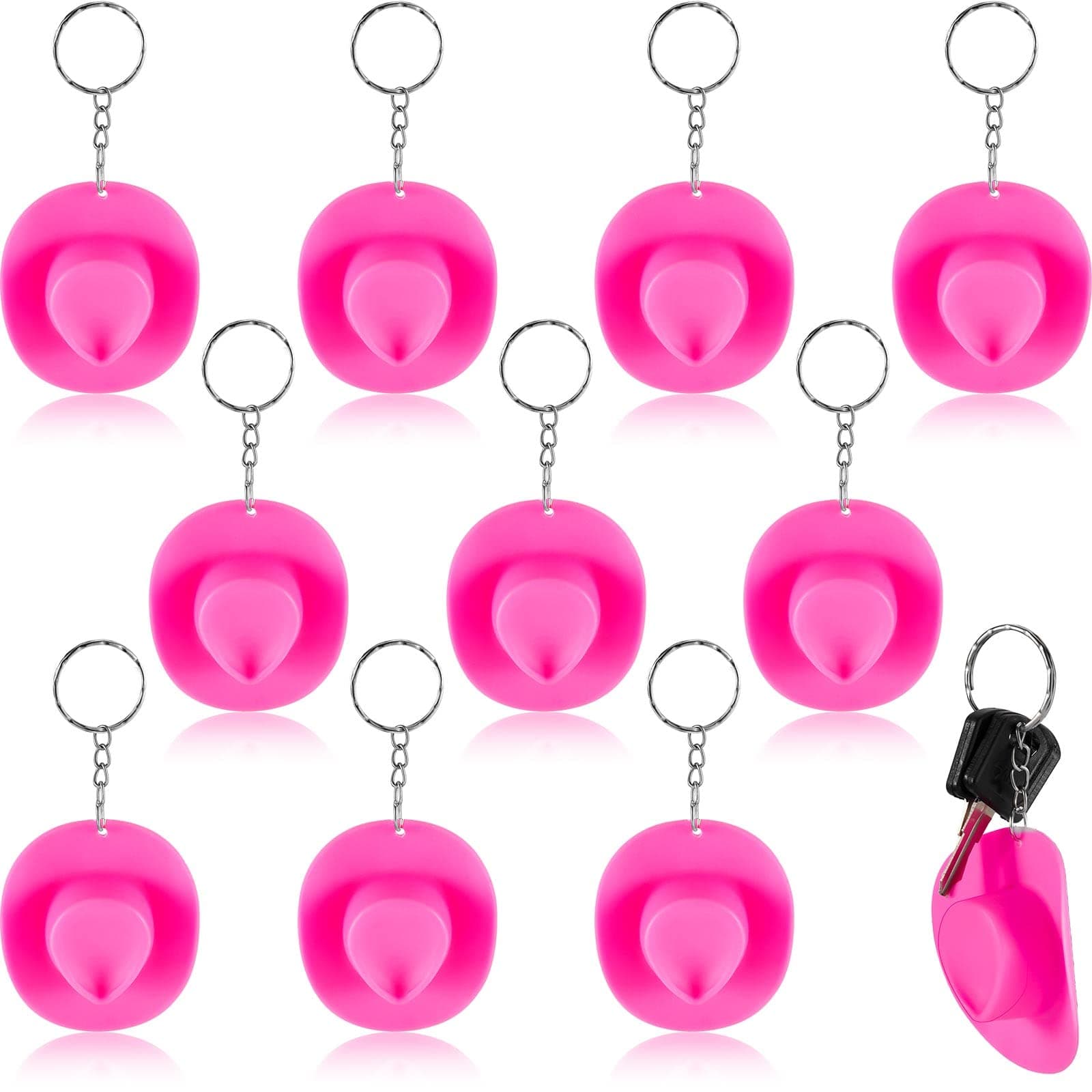 Sureio 12 Pcs Cowgirl Cowboy Bachelorette Party Decor Plastic Mini Western Hat Keychain for Bridal Shower Birthday Party
