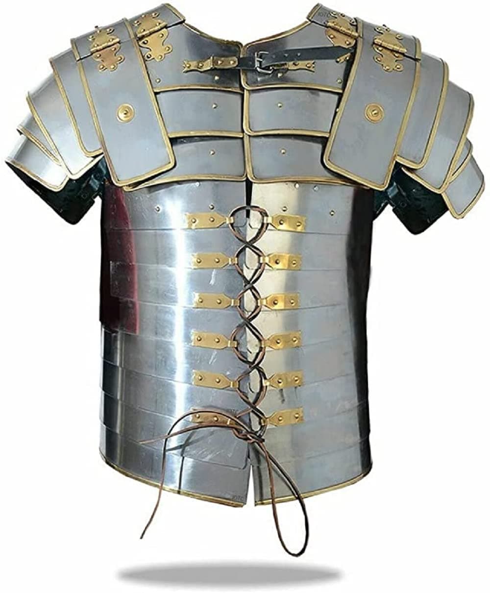 Roman Empire Lorica Segmentata Body Armour Steel Plate Armor with Brass Trim Wearable Costume