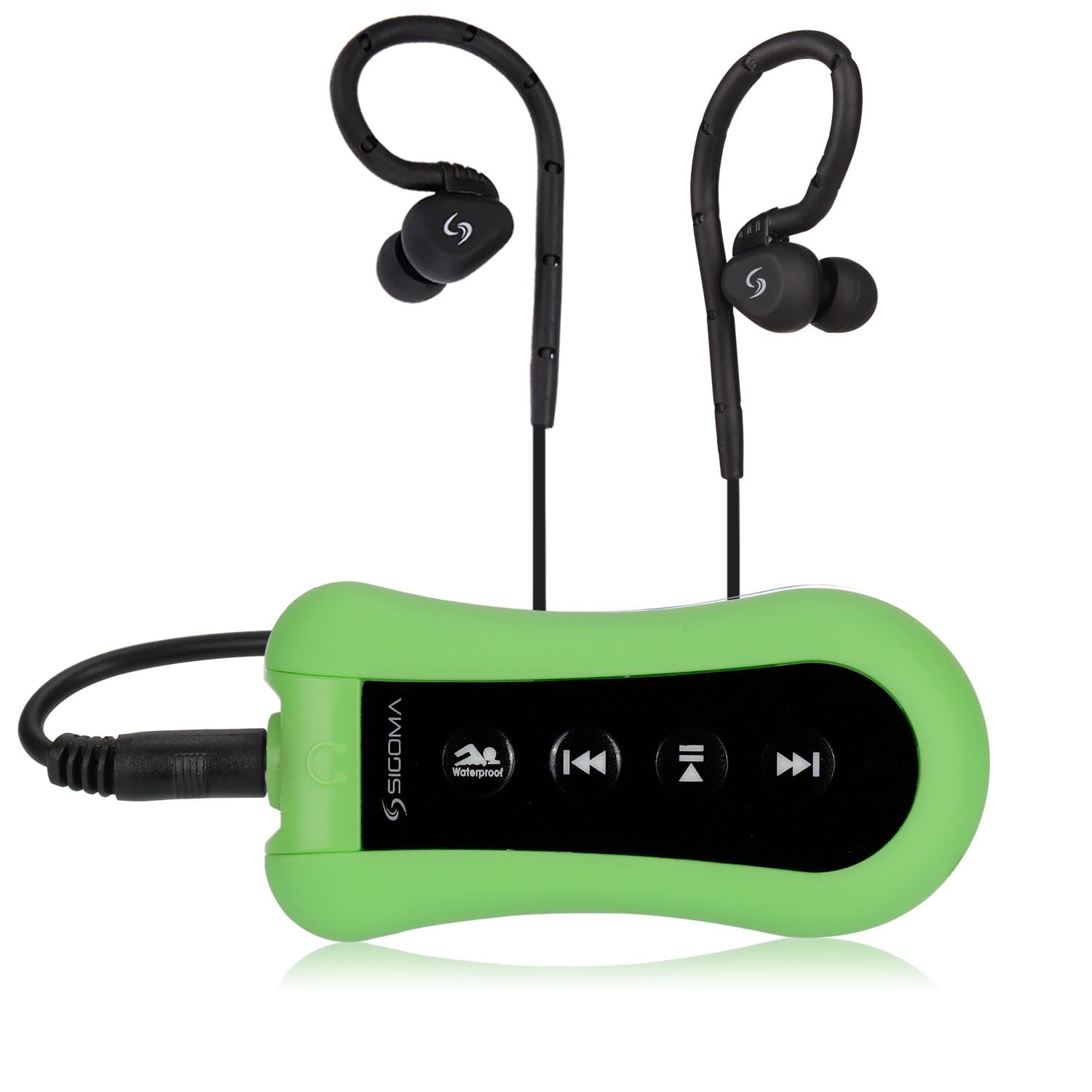 Sigomatech 8GB swimming mp3 player with flexible wateproof Headphones(earbuds) (Green)
