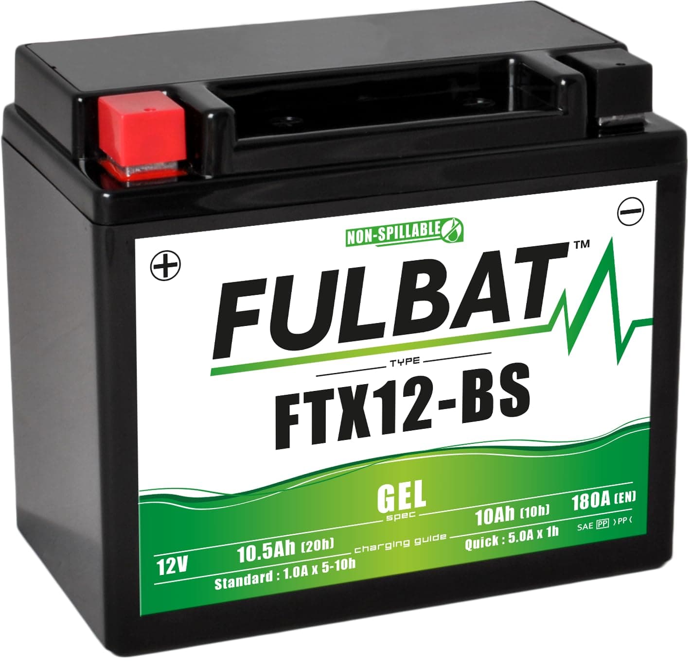 fubat motorcycle battery full gel FTX12-BS / YTX12-BS 12 V 10.5 Ah 180 A