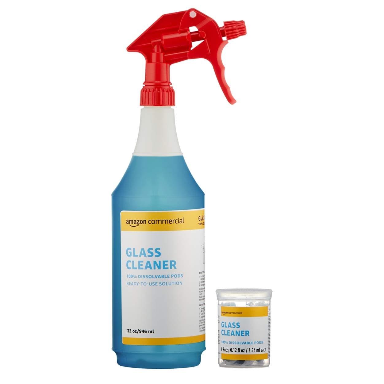AmazonCommercial Dissolvable Glass Cleaner Kit with 6 Refill Pacs
