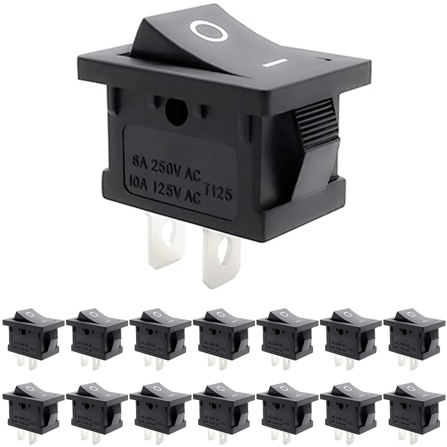 - 15 Pcs AC 6A/250V 10A/125V 2 Solder Lug SPST On/Off Mini Boat Rocker Switch 1_Way Car Auto Boat Round Rocker 2 Pin Toggle SPST Switch Snap, Black