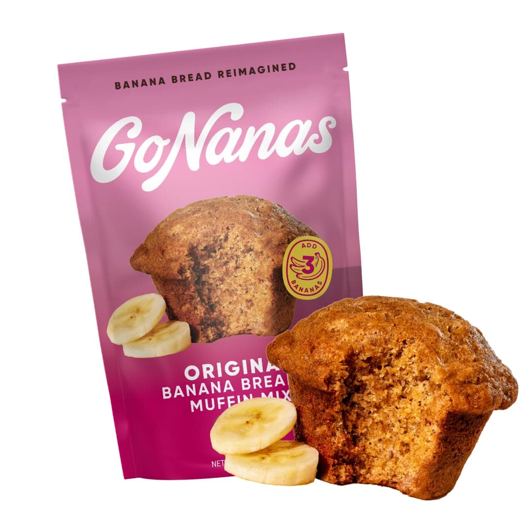 GoNanas Original Oat Flour Banana Bread Mix, Suitable for Plant Based Vegan Diets, Gluten Free Dairy Free Snacks, Healthy Snacks For Adults, Muffin Mix, Nut Free, Cupcakes Dessert, NON-GMO, 1pk