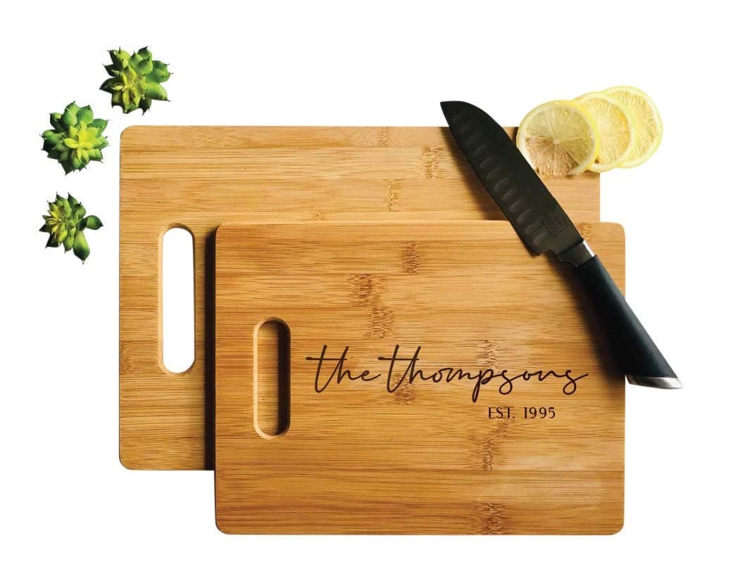 Personalized Bamboo Cutting Board - Handmade Rustic Kitchen Decor - Large Durable Butcher Block Alternative with Engraving - Eco-Friendly Gift for Housewarming or Wedding