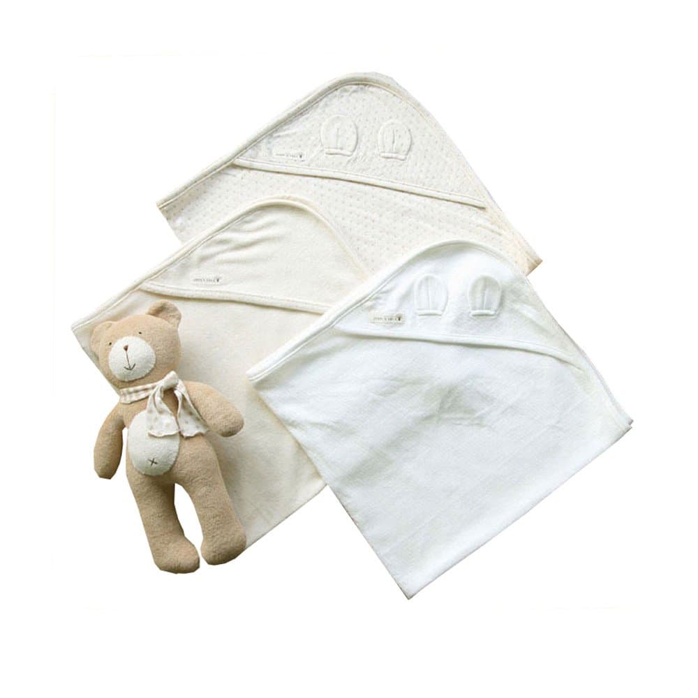 100% Organic Cotton Baby Swaddle Blanket Infant Wrap Bath Hooded Towel _ 3 Pack(73cm x 73cm)