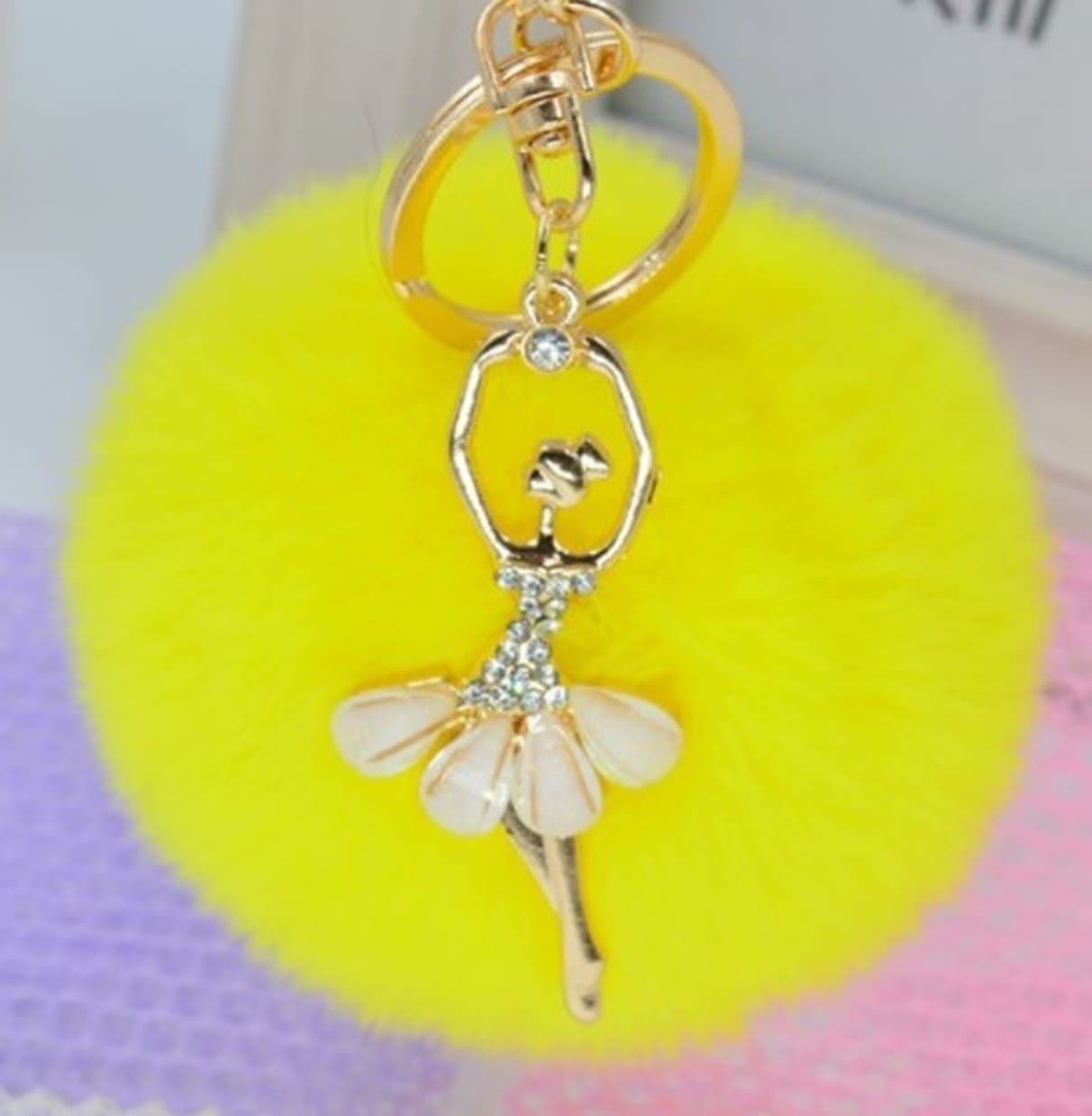 1 Pc Mini Pocket Cony Hair Dancing Angel Rhinestones Keychain Keyring Keyfob Pom Poms Ball Pendant Key Chain Ring Fob Tag Finder Necklace Expert Popular Cute Wristlet Utility Keychains Tool, Type-05