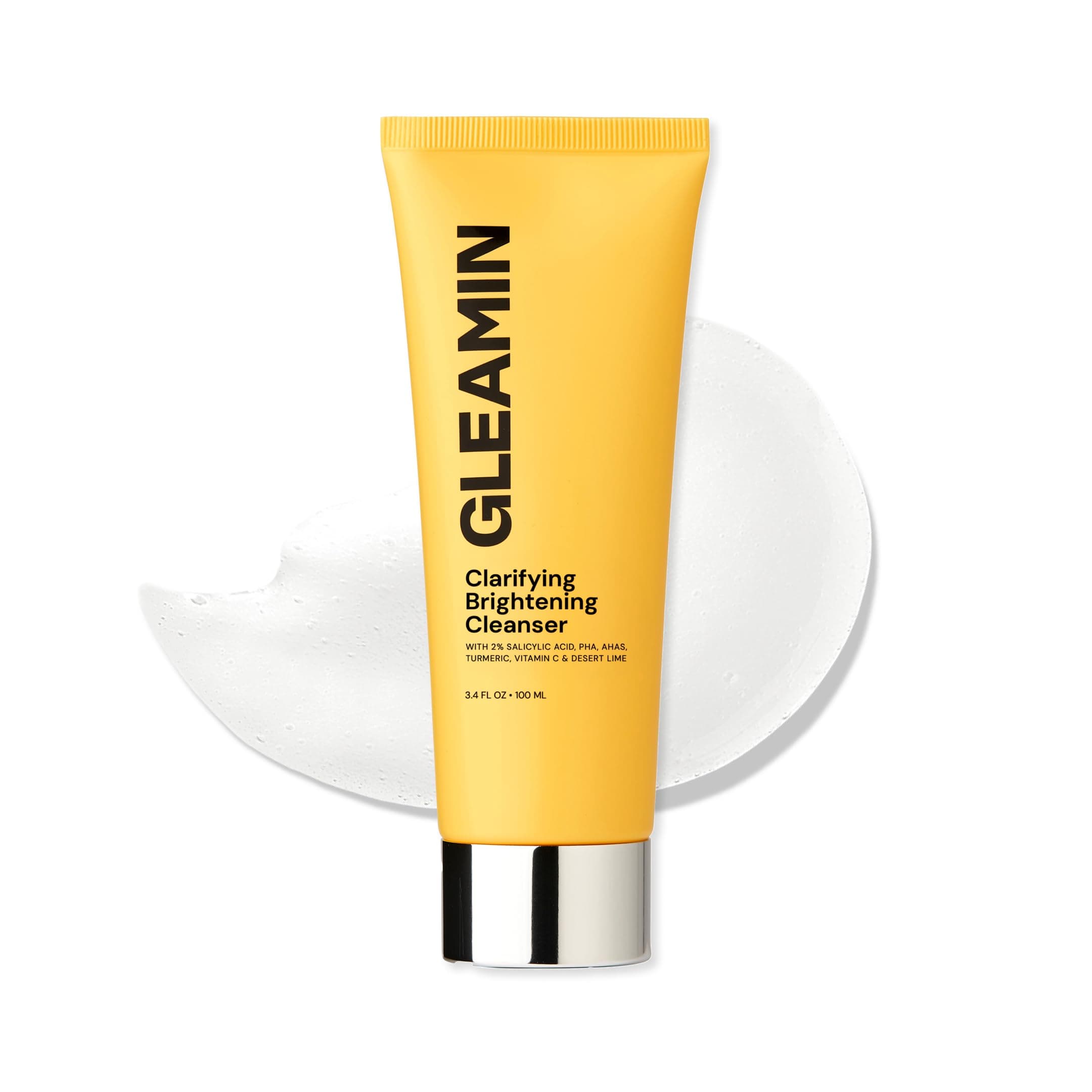 Clarifying Brightening Cleanser - 2% Salicylic Acid with Vitamin C Facial Cleanser, PHA & AHA, Unclogs Pores, Gently Exfoliates for All Skin Types, Fragrance Free - 3.4 fl oz