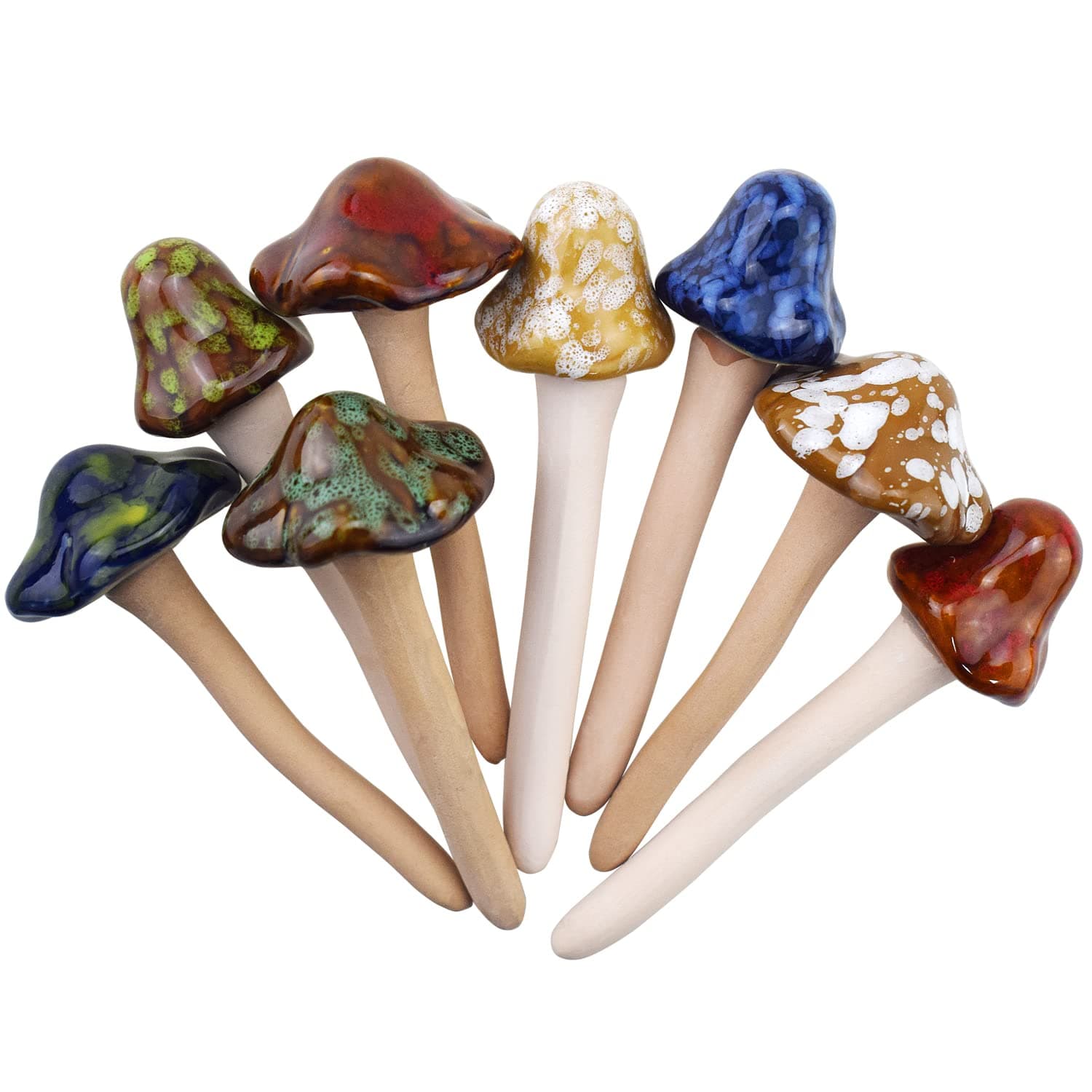 8 Pieces Ceramic Mushroom Statue Garden Pot Decoration Mushroom Figurine Indoor and Outdoor Flowerpot Decoration Lawn Tree Ornaments Pottery Accessories