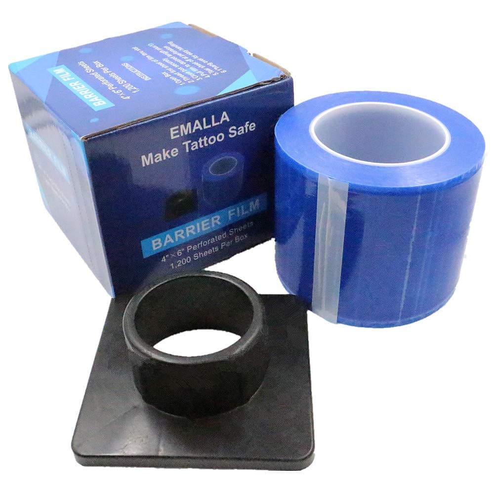 Barrier Film - BoChang Barrier Film Roll 1200 Sheets 4'' x 6'' Tattoo Dental Disposable Protective PE Barrier Film with Dispenser for Defend Against Infections