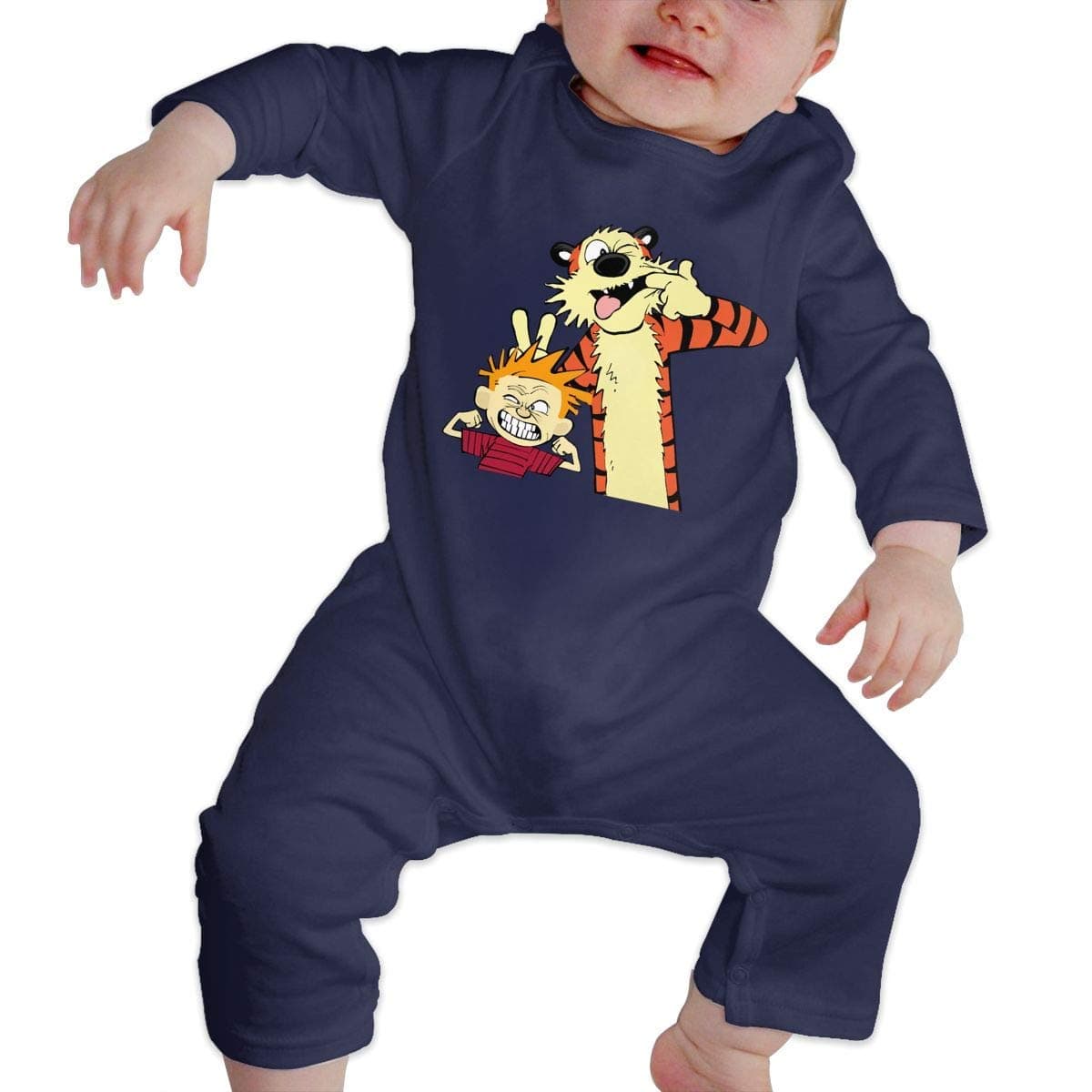 Cute Calvin and Hobbes Make Faces Baby Coverall Infant One-Piece Romper Jumpsuit