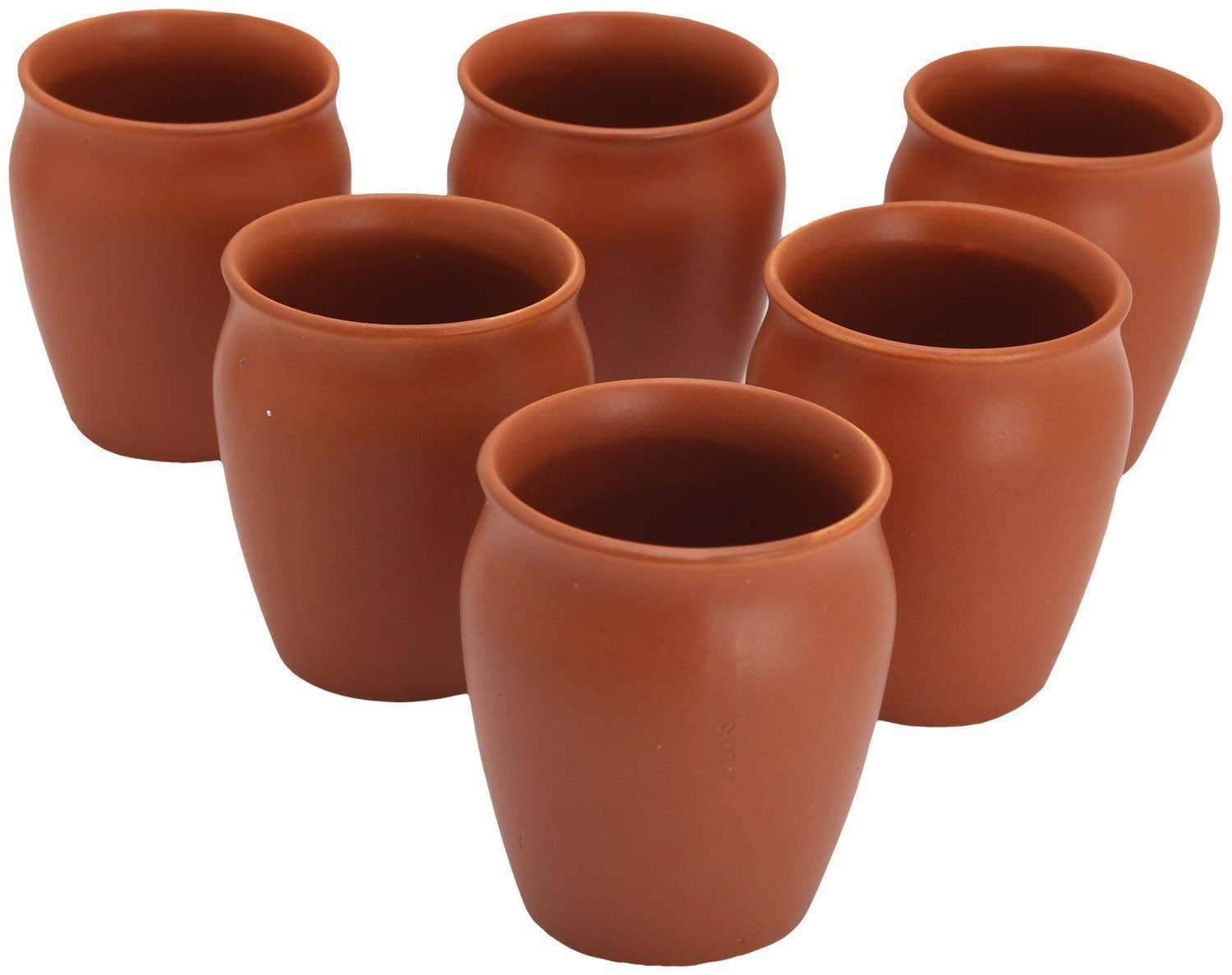 - Organic Clay Crafts Clay Kullad Glazed Terracotta/Tea Kulhad Coffee Mugs - 6 Pieces, Brown, 200ml] (Clay Kullad Set of 6)