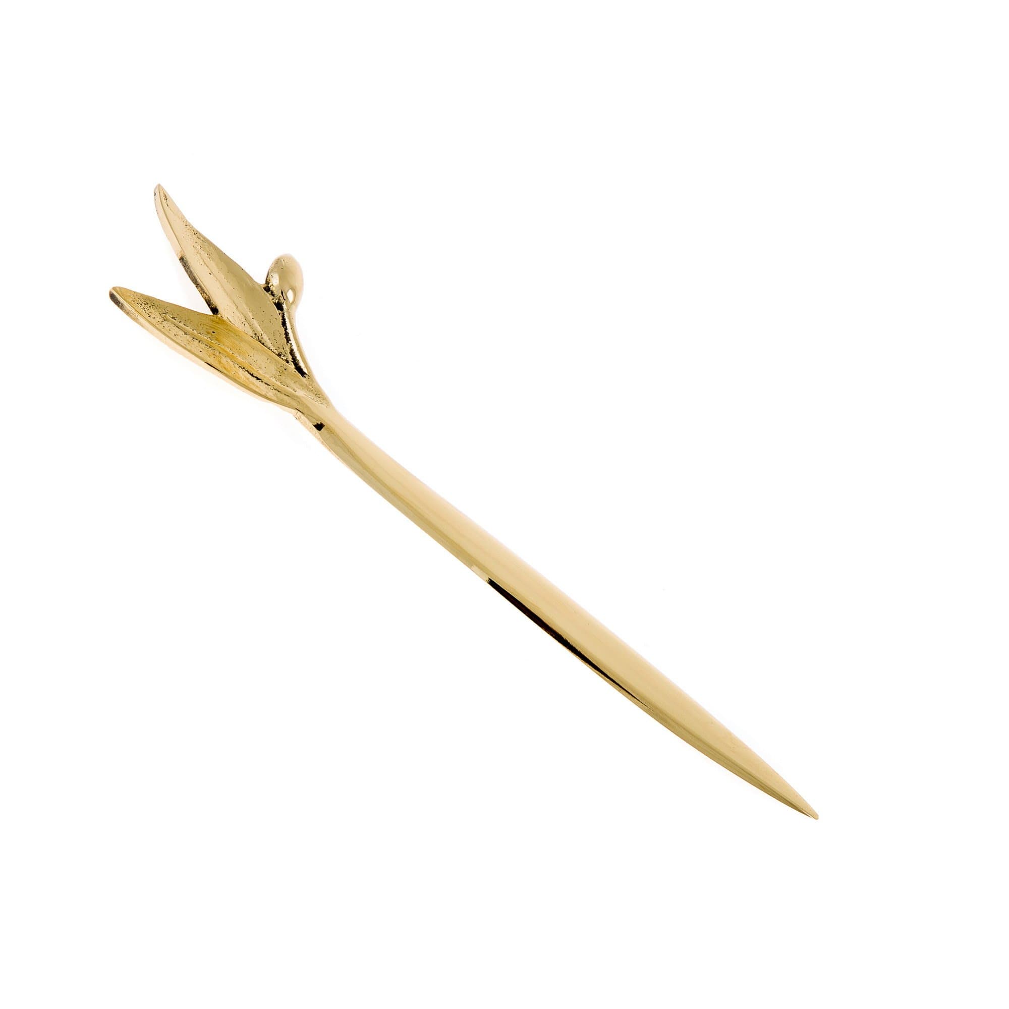 Handmade Solid Brass Metal, Letter Opener or Envelope Slitter, Olive Branch Design, Length:19cm (7.5")