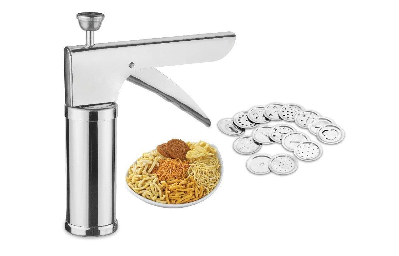 Twiclo Kitchen Press Stainless Steel Cookie Gun Biscuit Press Murukku Maker/Farsan Sev Maker
