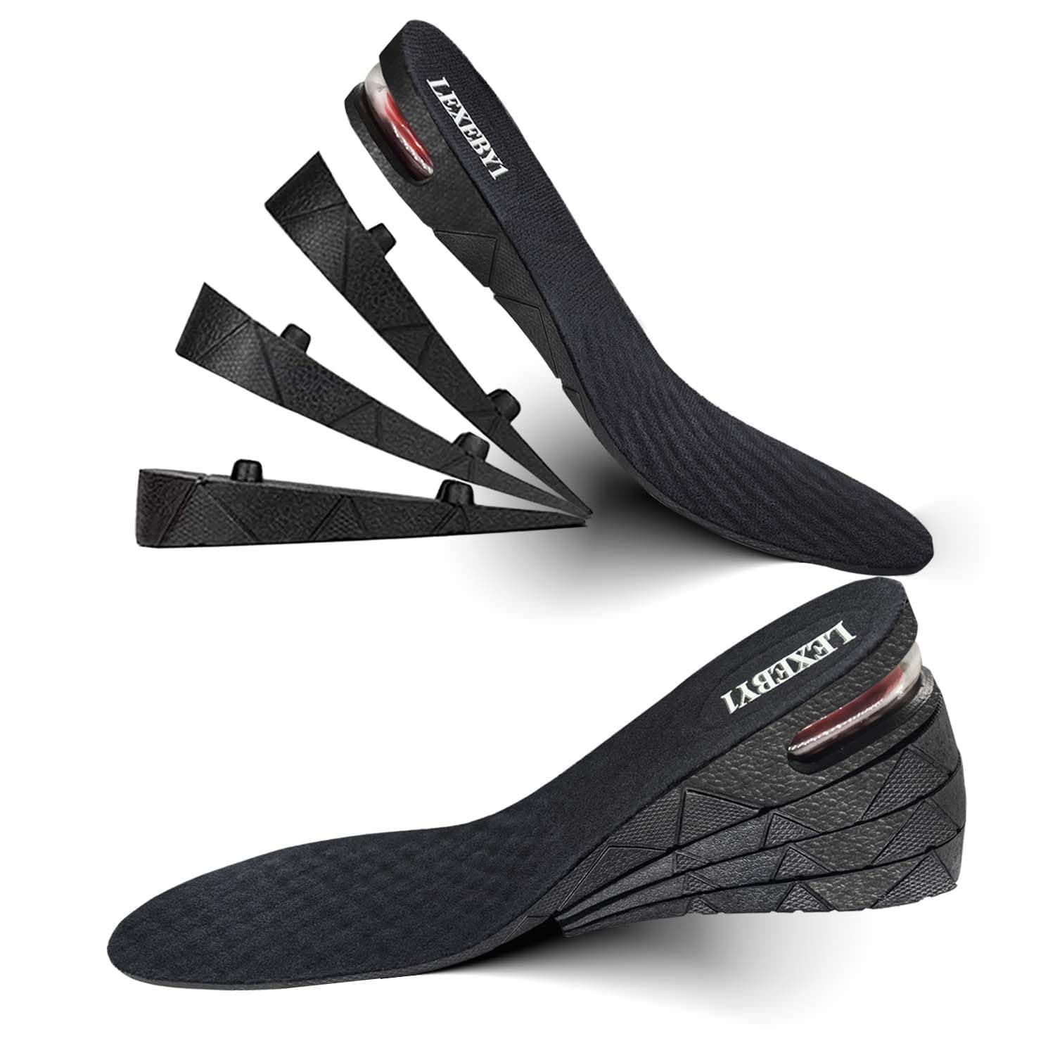 Height Increase Insole, 4-Layer Orthotic heel shoe lift kit with Air cushion Elevator Shoe Insole lifts kits Inserts for Men & Women Taller Insoles 1.2" to 3.5â€ variable height