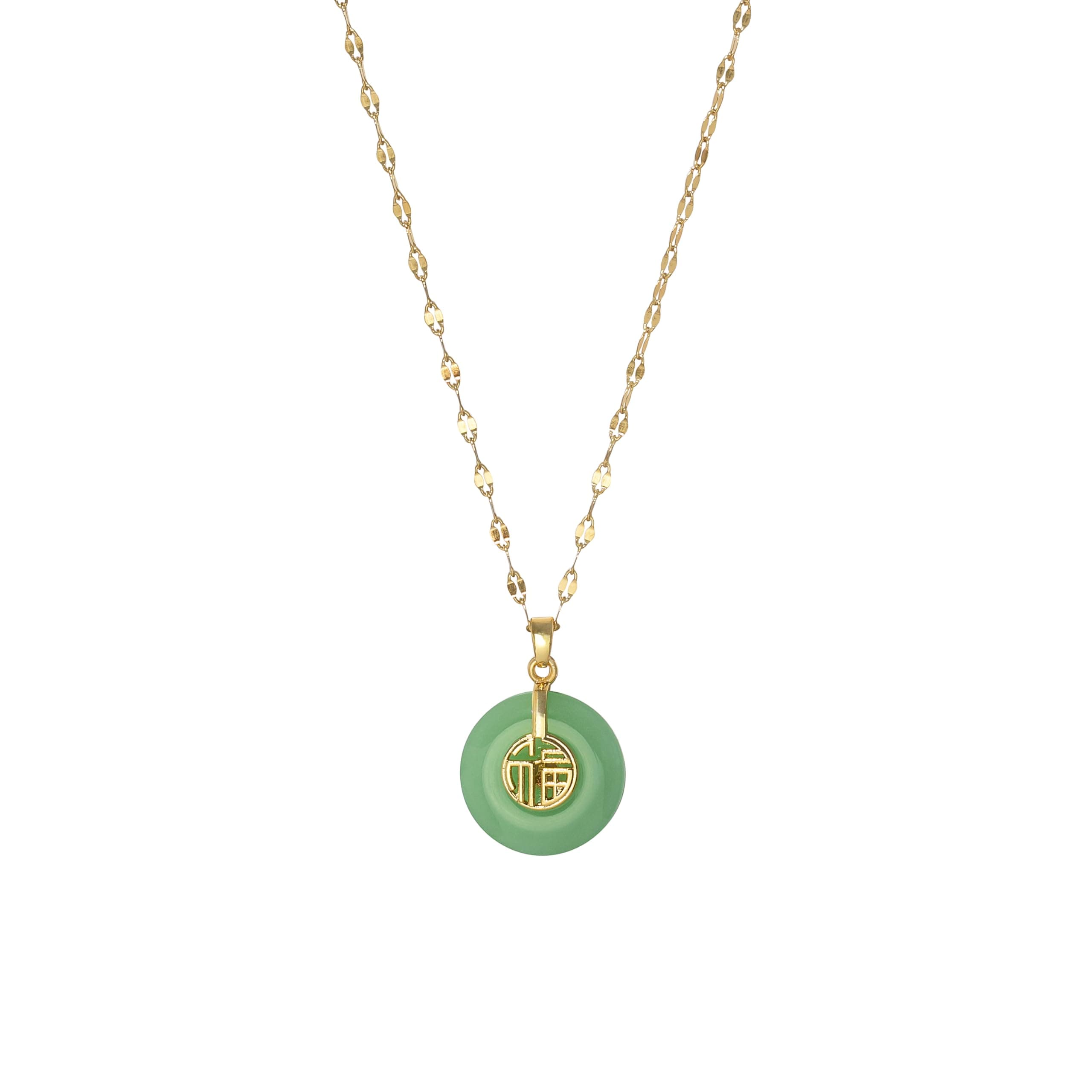 Green Jade Necklace | Authentic Good Fortune Pendant | Brushed Matte Finish | Unique Modern Design | Vintage Style Jade Necklace | Women's Jewelry Gift| Jade Necklaces for Women