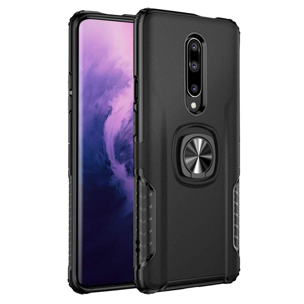 One Plus 7 Pro Case Compatible with Oneplus 7pro Phone Cover Kickstand 1plus 1plus7 Bumper Magnetic Ring Holder Oneplus7 Pro7 Funda Protective 6.67 Inch (Black)