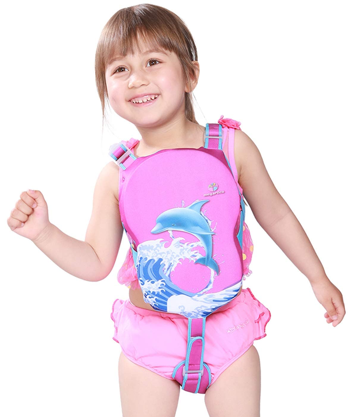 Megartico Kids’ Swim Vest Swim Trainer Girls Adjustable Safety Strap Boys Removable Buoyancy Foam - Toddler Swim Float Coach
