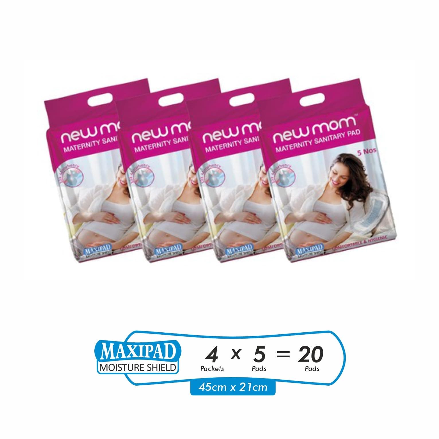 Newmom Maternity Pads - Maxi, 5 Piece * Pack Of 4 (White).