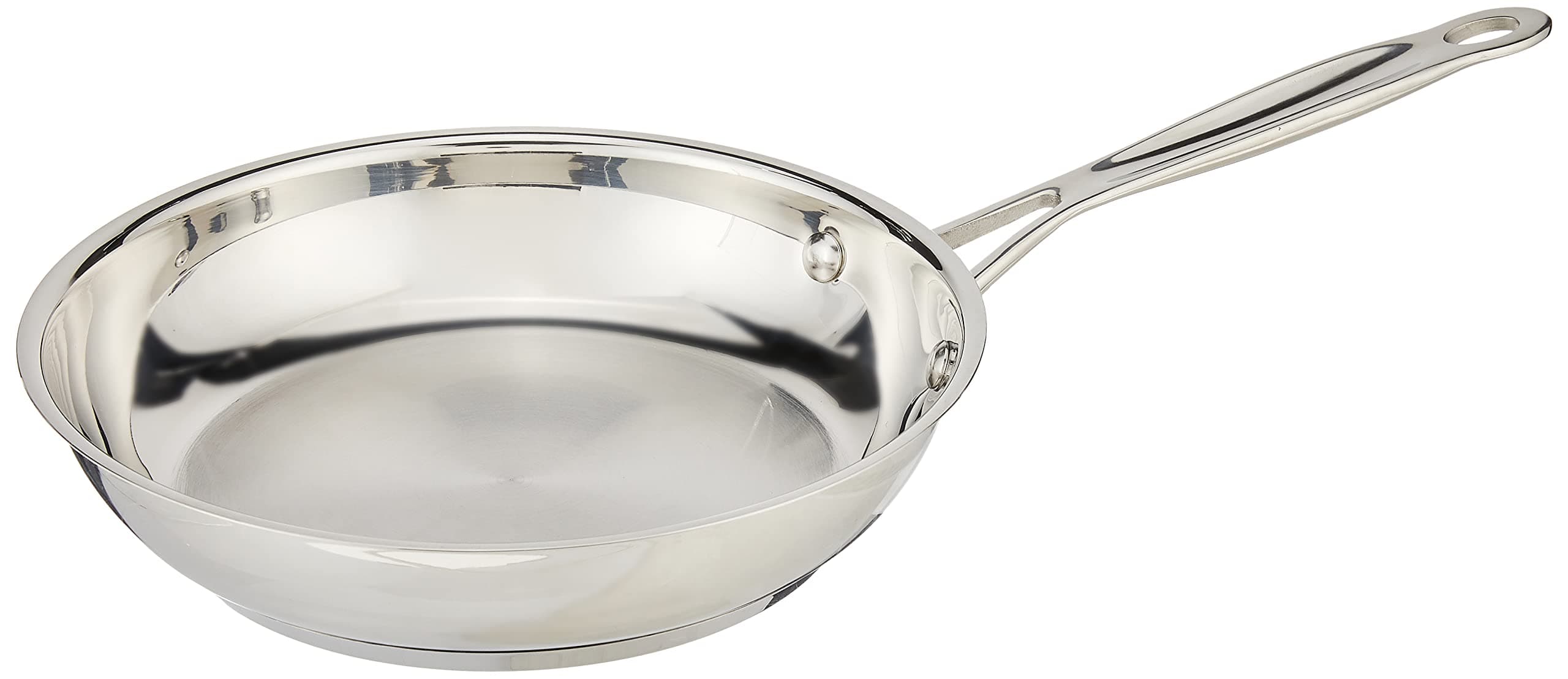 8-Inch Open Skillet, Stainless Steel Skillet with Lid, Large Kitchen Pan, Dishwasher Safe, Compatible with Induction, Electric, Gas Cooktops, Oven Safe Saucepan, Cool Grip Handles