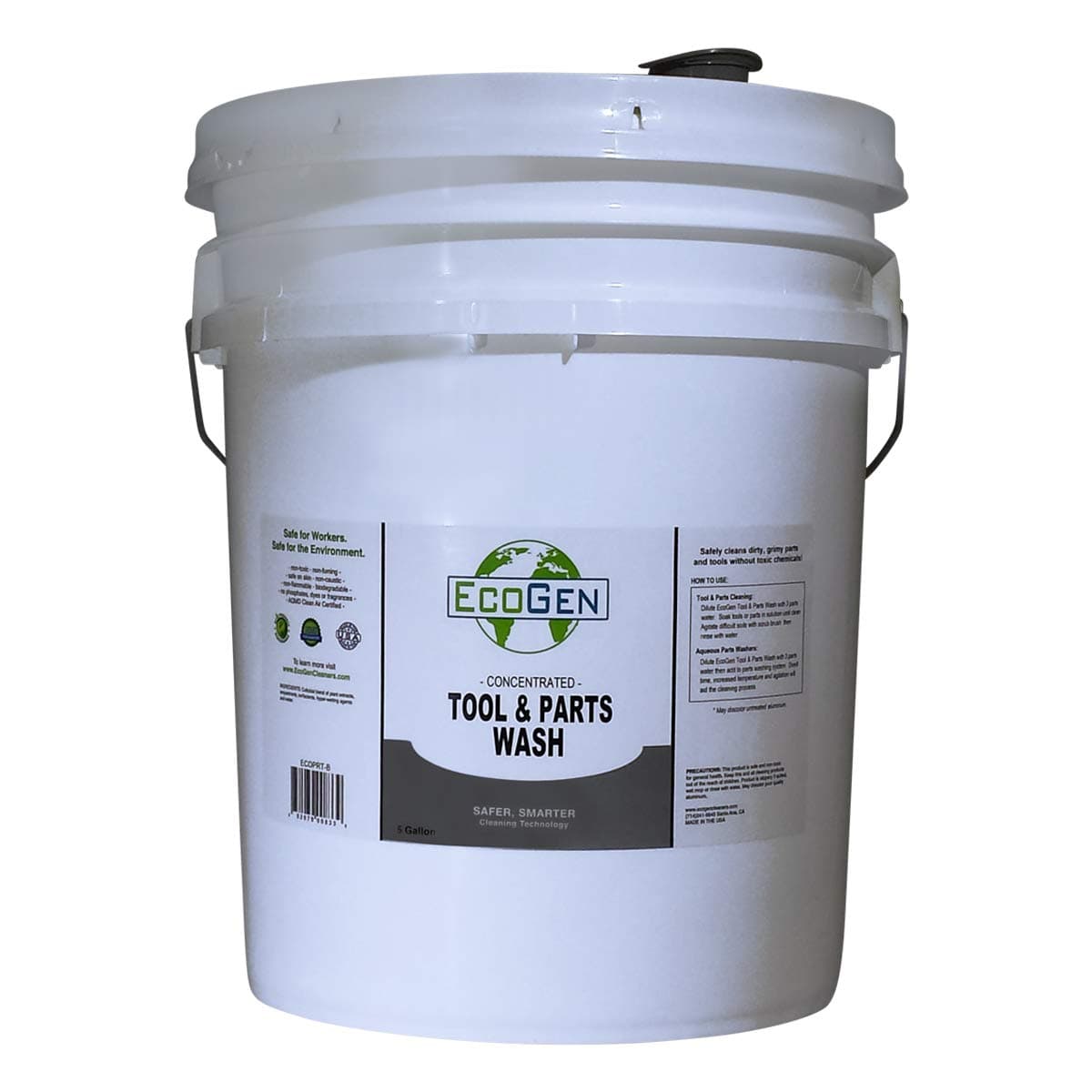 Tool & Parts Cleaner; 4X Concentrated Formula, Non-Flammable Parts Washer Solution, Biodegradable, Water Based, Safe On Skin, 5 Gallon Bucket