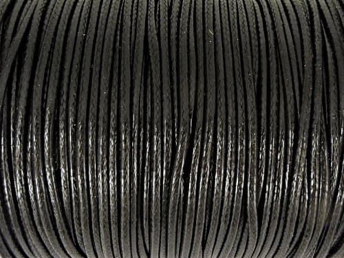 Korean wax cotton cord, 2 mm in black, 5 metres