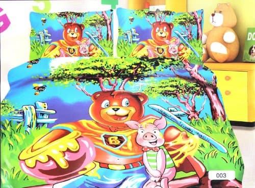 India Textile Mall Cotton Single Bedsheet With 2 Designer Pillow Covers For Kids / Cartoon Printed