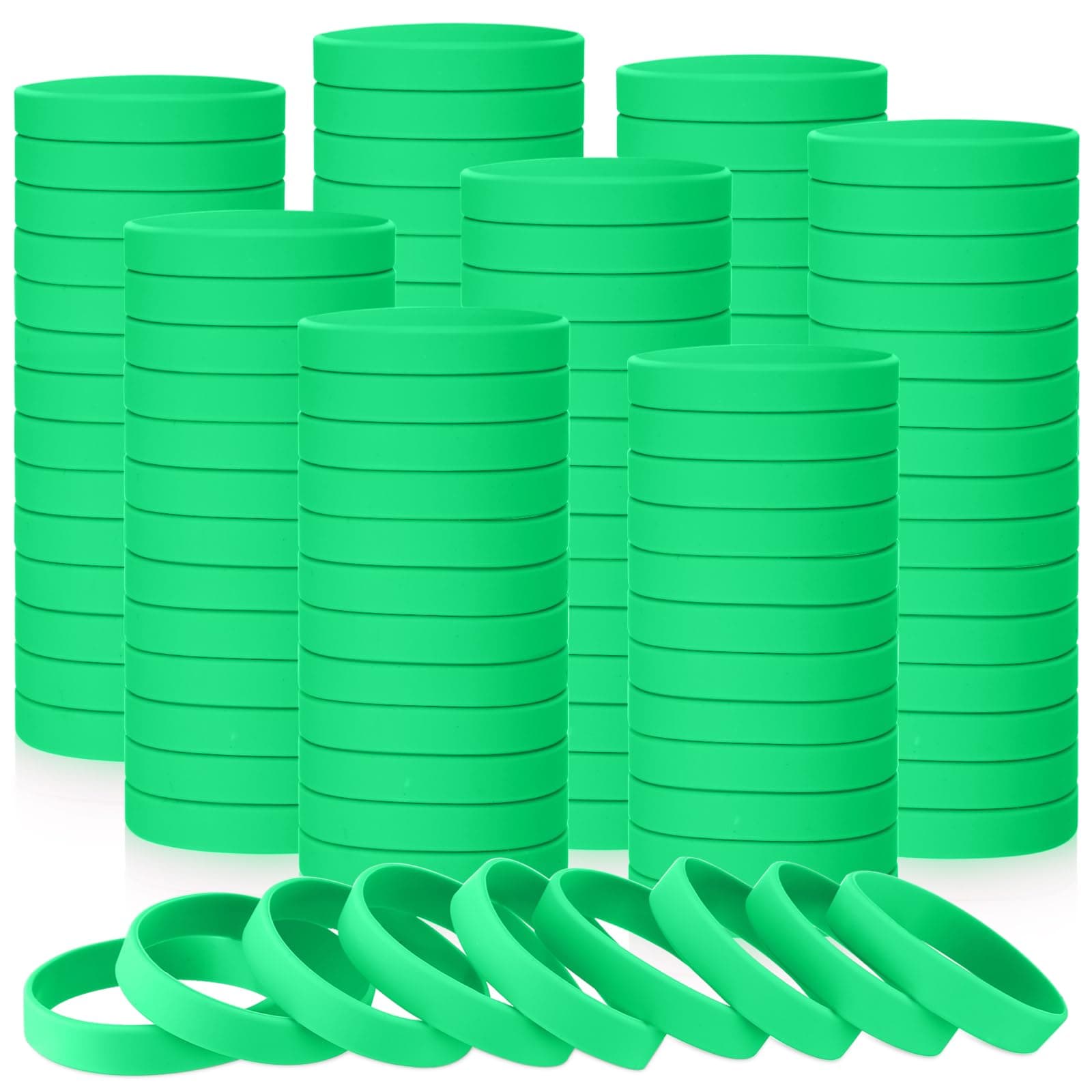 - 100 Pcs Silicone Rubber Wristbands Rubber Wristband Bracelet Bands for Silicone Wristbands for Women Men(Green)